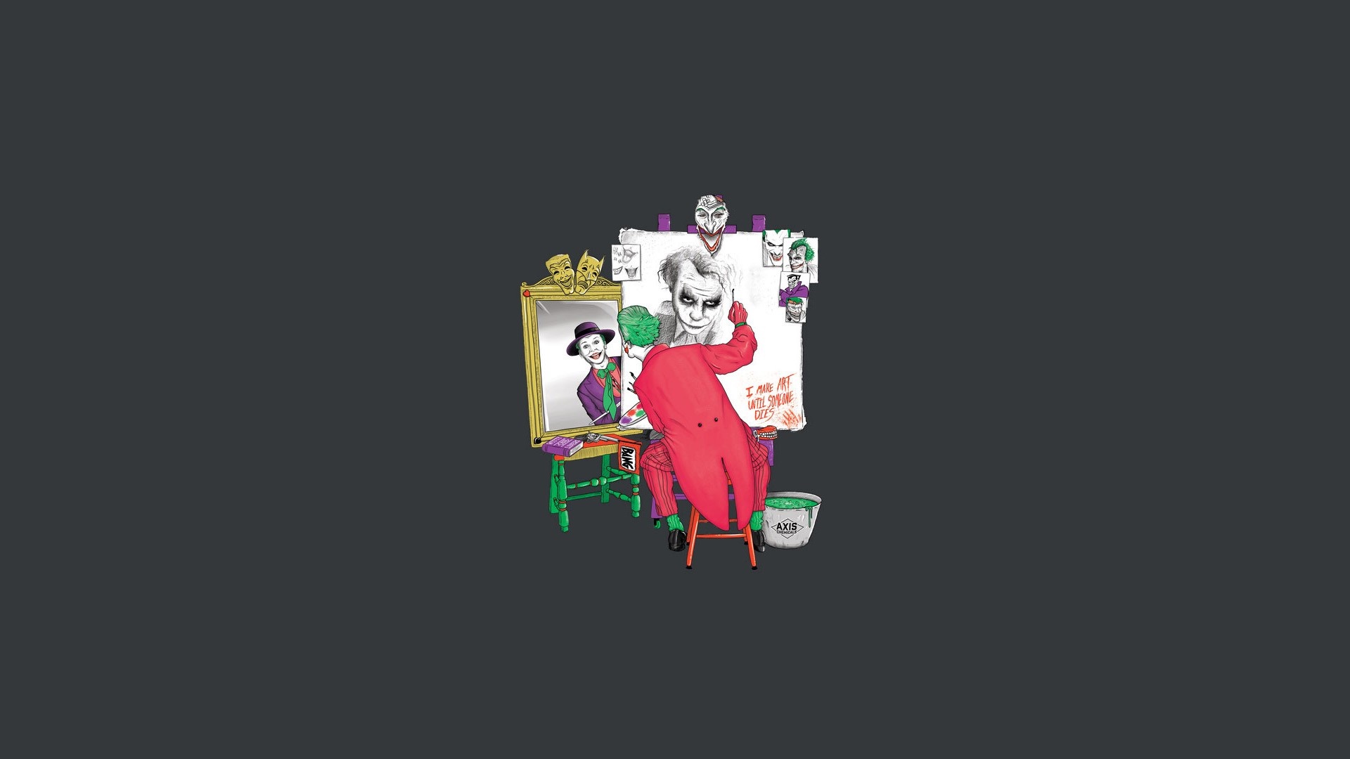 Joker painting a self-portrait HD Wallpaper