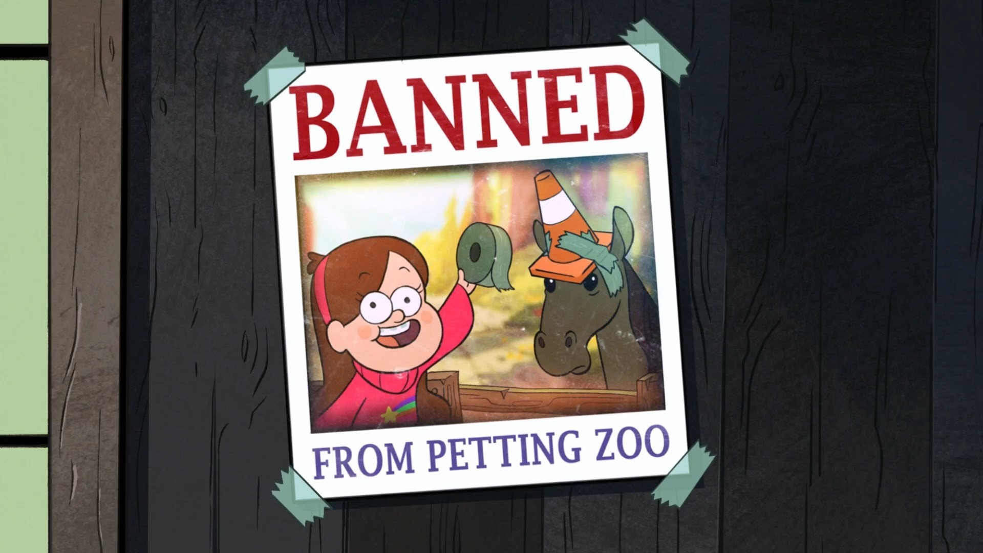 Mabel Pines banned from petting zoo poster from Gravity Falls HD Wallpaper