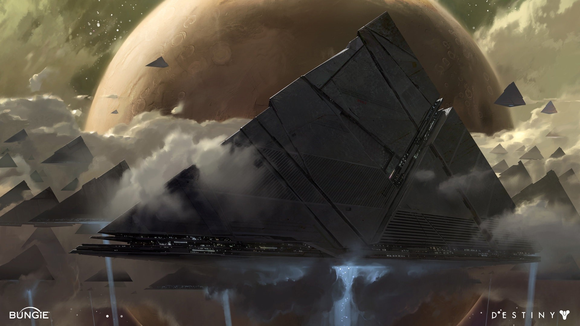 Pyramid ships in Destiny video game HD Wallpaper