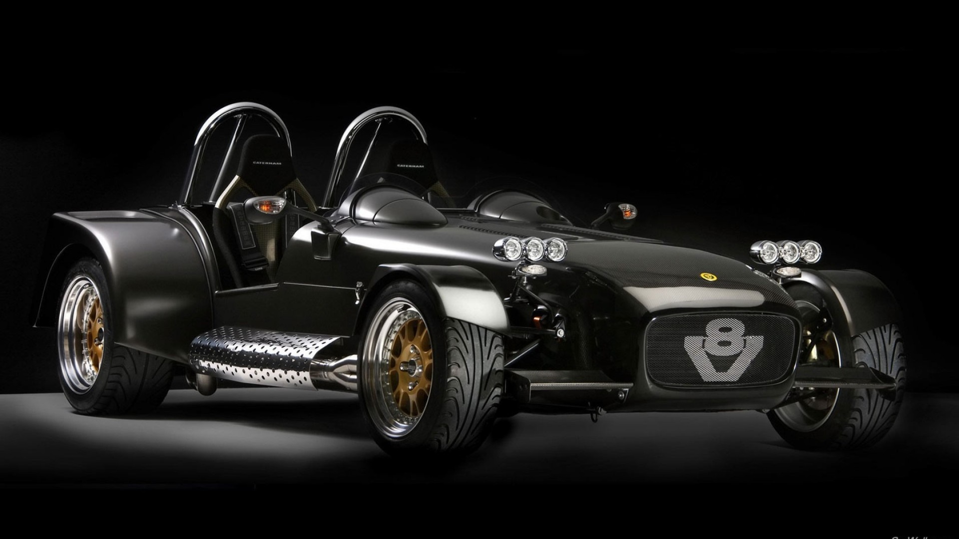 Black V8 Roadster Sports Car HD Wallpaper