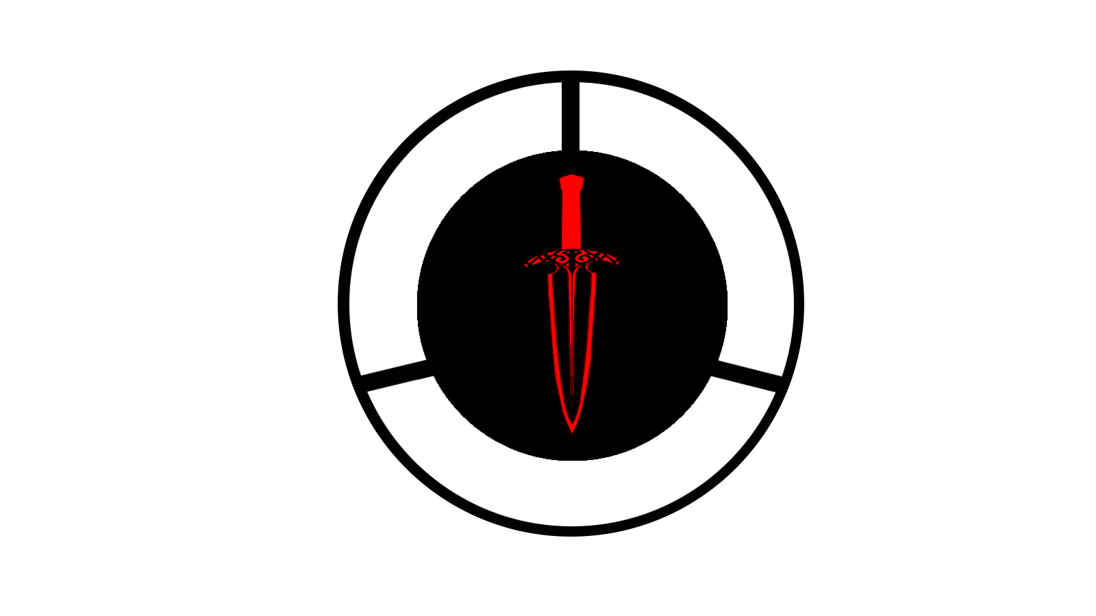 Logo with red sword in black circle HD Wallpaper