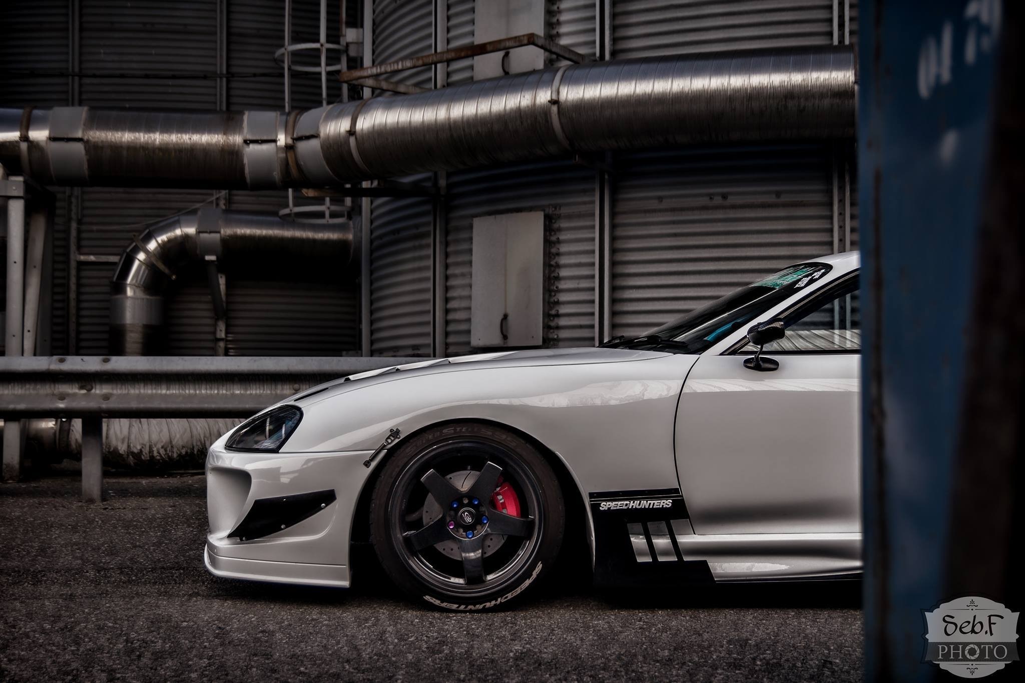 White sports car with Speedhunters livery HD Wallpaper