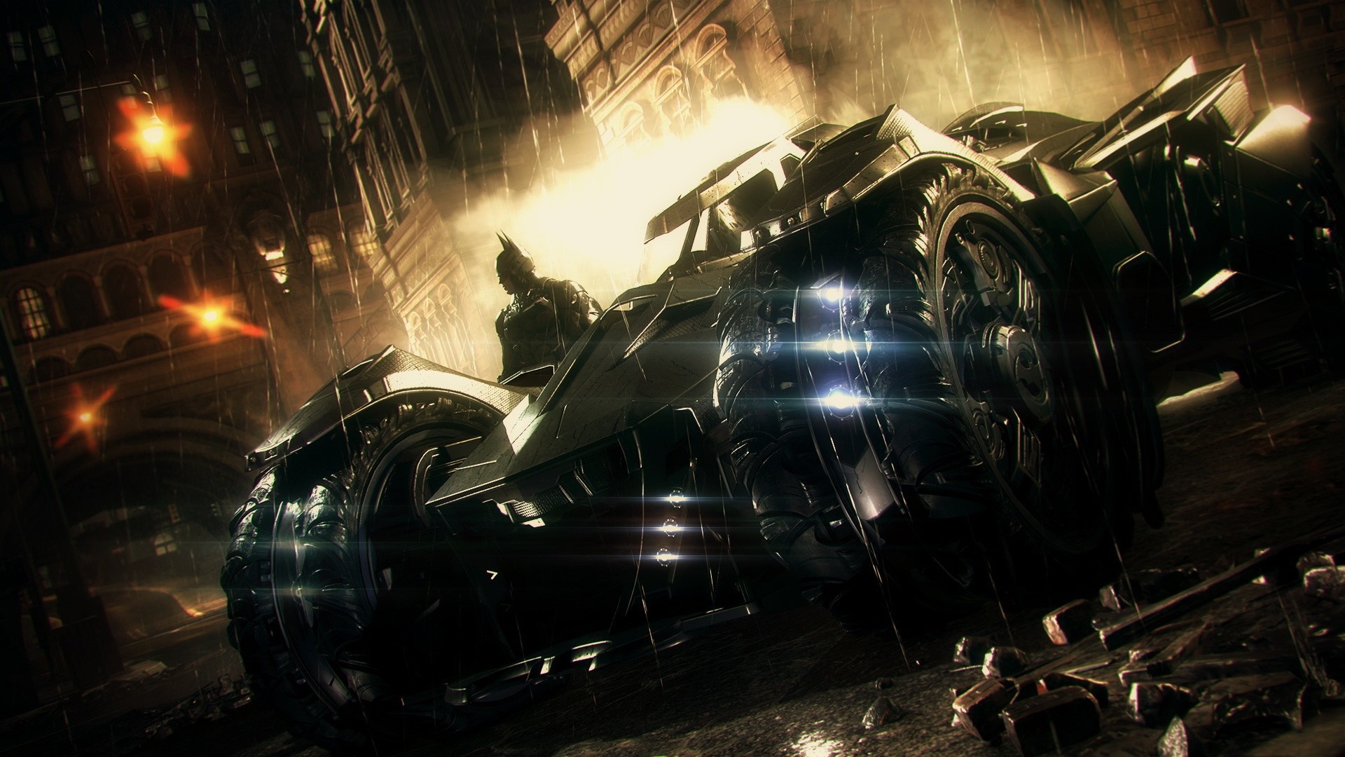 Batman from Batman Arkham City in the Batmobile HD Wallpaper