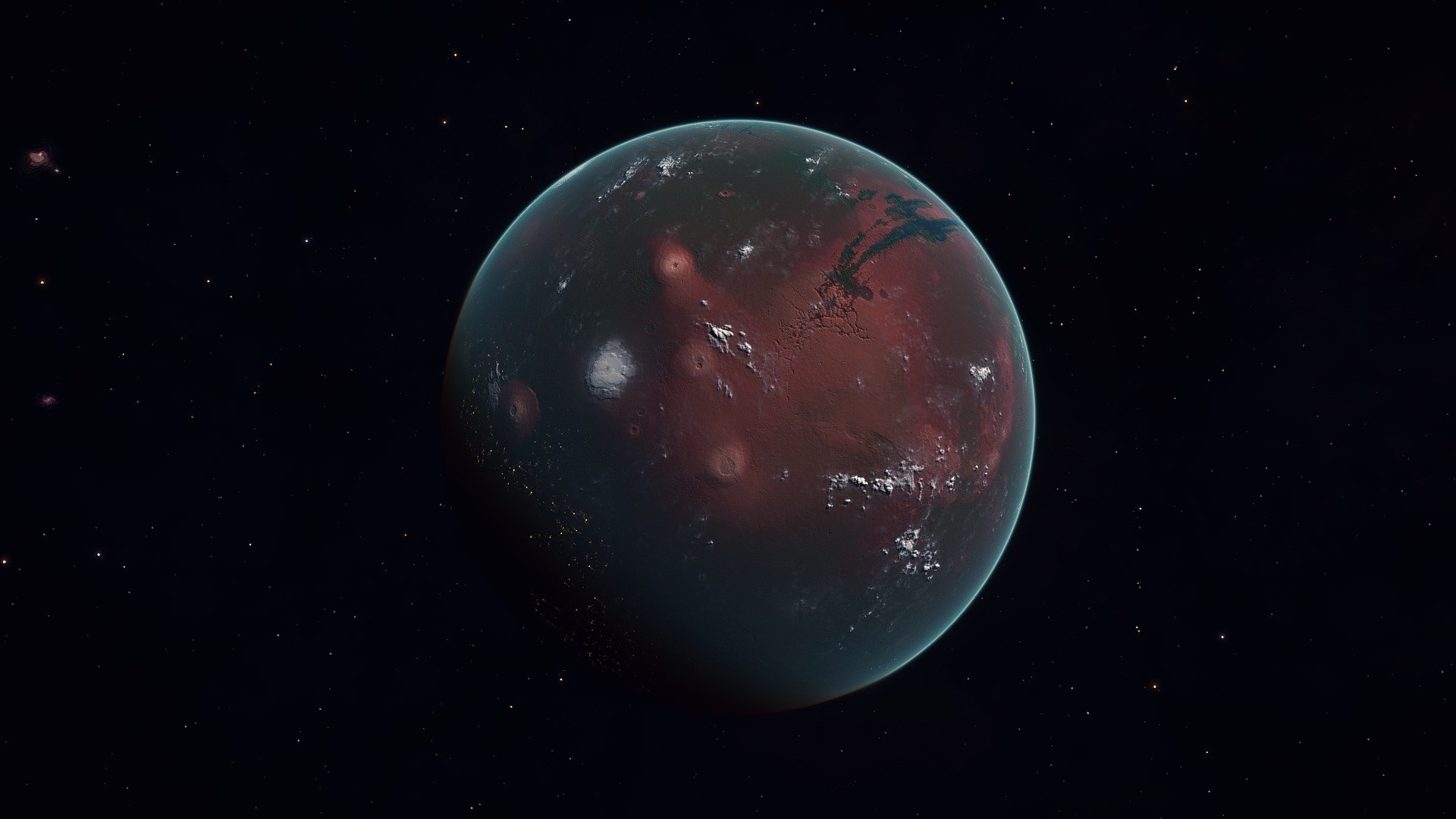 Planet in outer space with stars HD Wallpaper