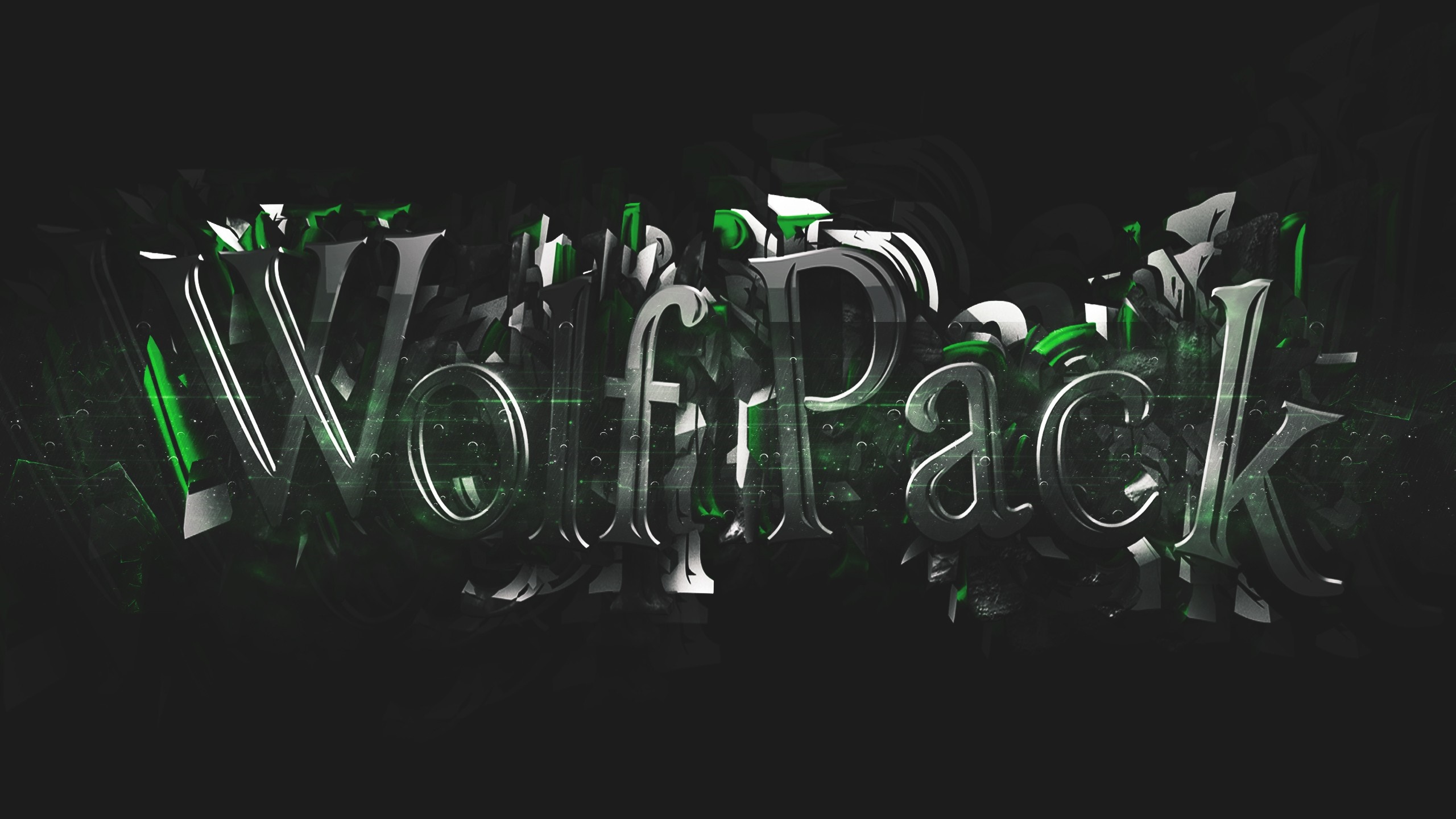 WolfPack text with green and black abstract elements HD Wallpaper