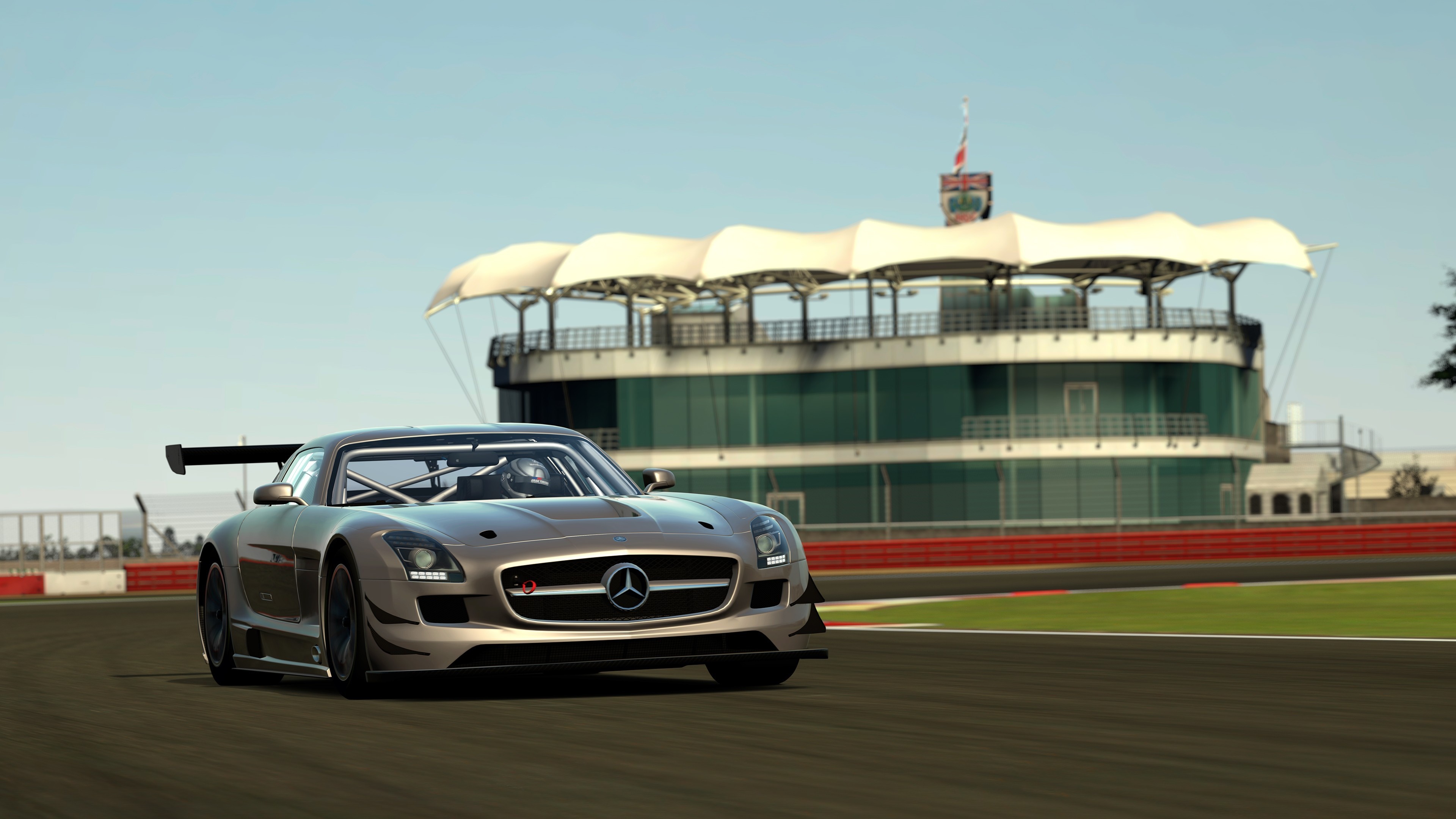 Mercedes-Benz SLS AMG GT3 on a race track HD Wallpaper