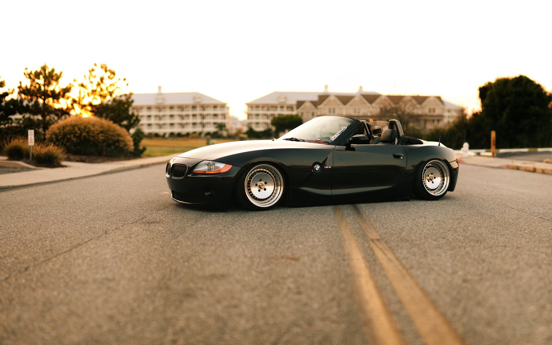 Black BMW Z4 Convertible on Road HD Wallpaper