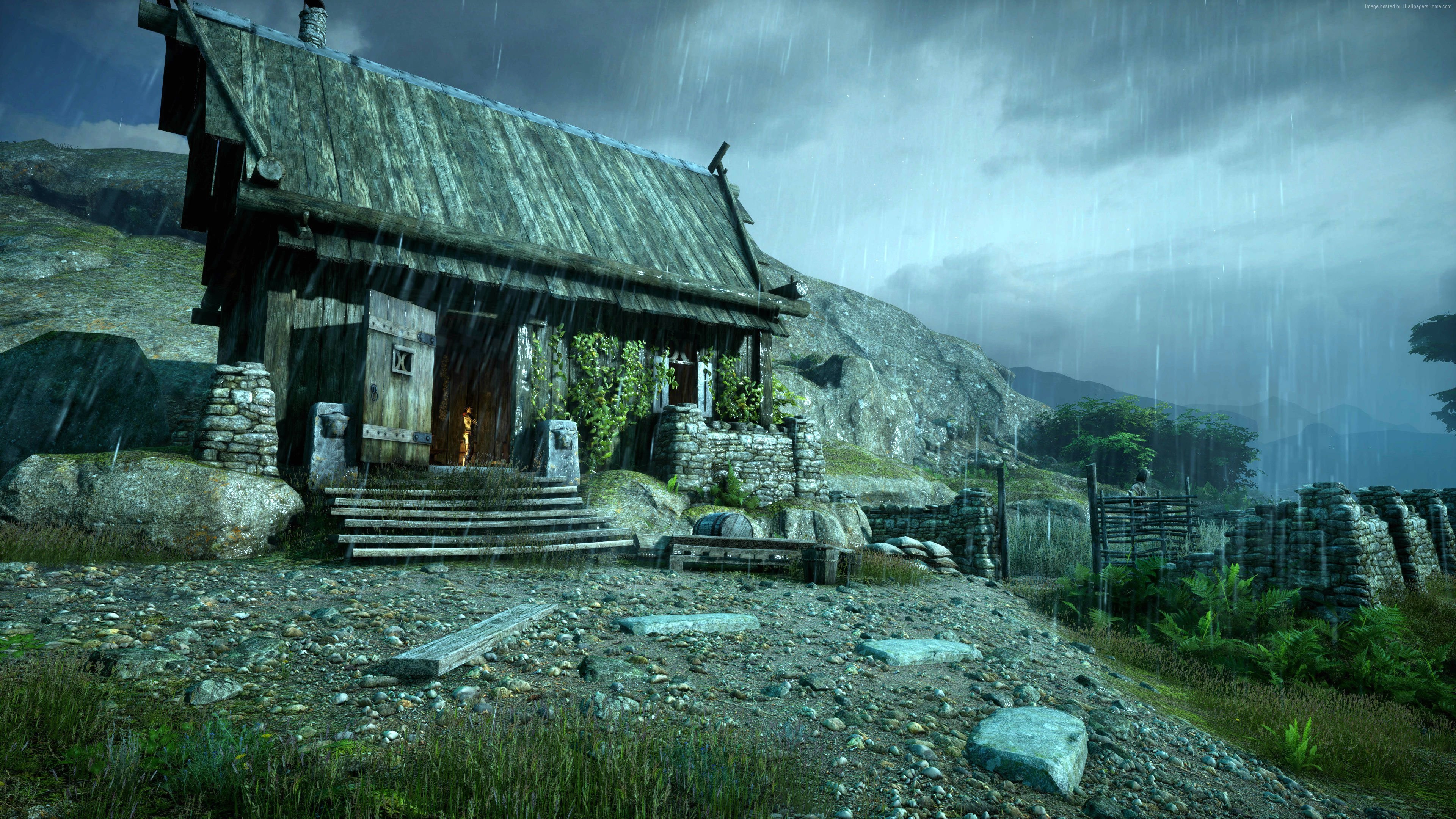 Kingdom Come: Deliverance house in the rain HD Wallpaper
