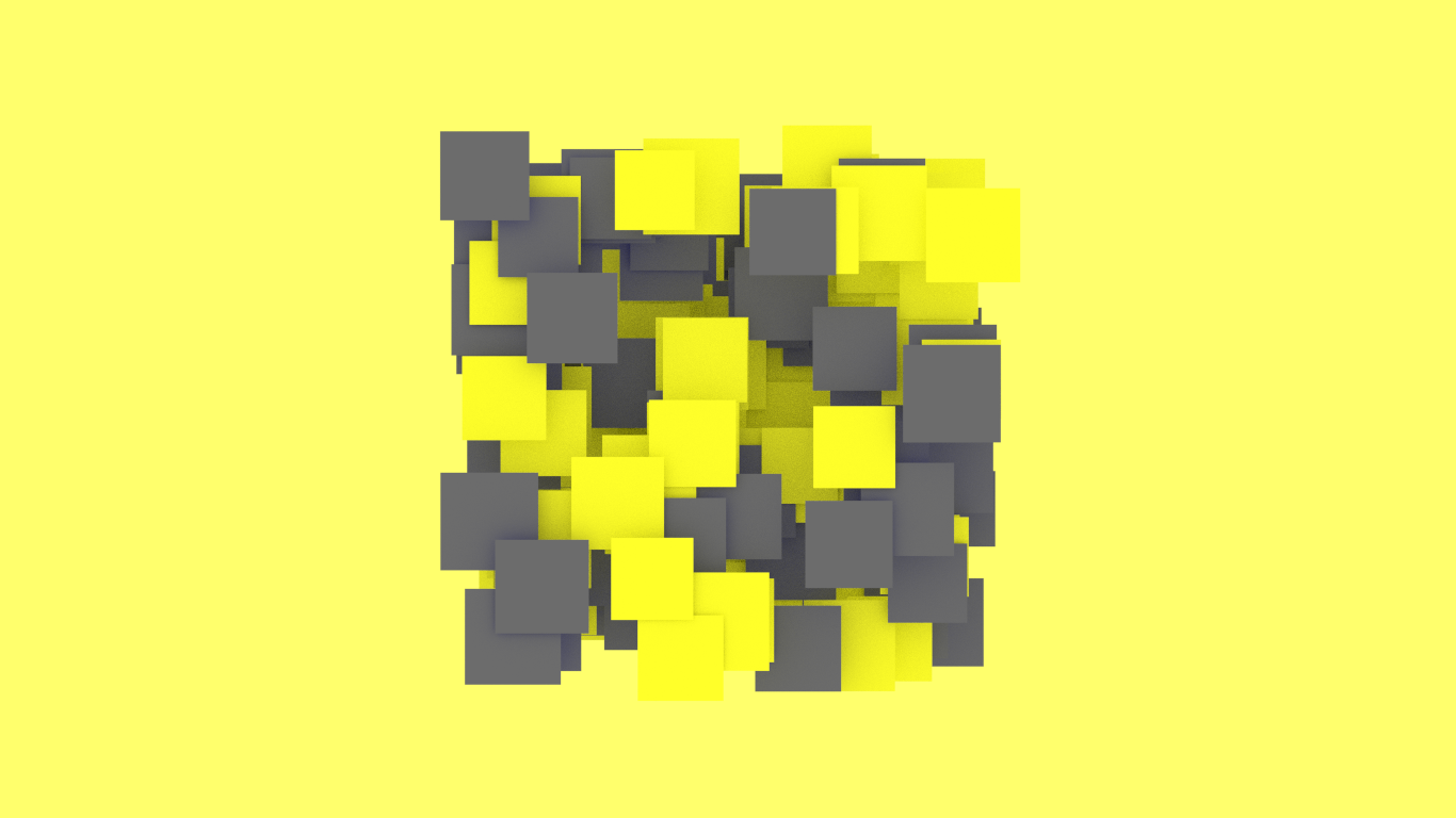 Scattered yellow and gray cubes on a yellow background HD Wallpaper