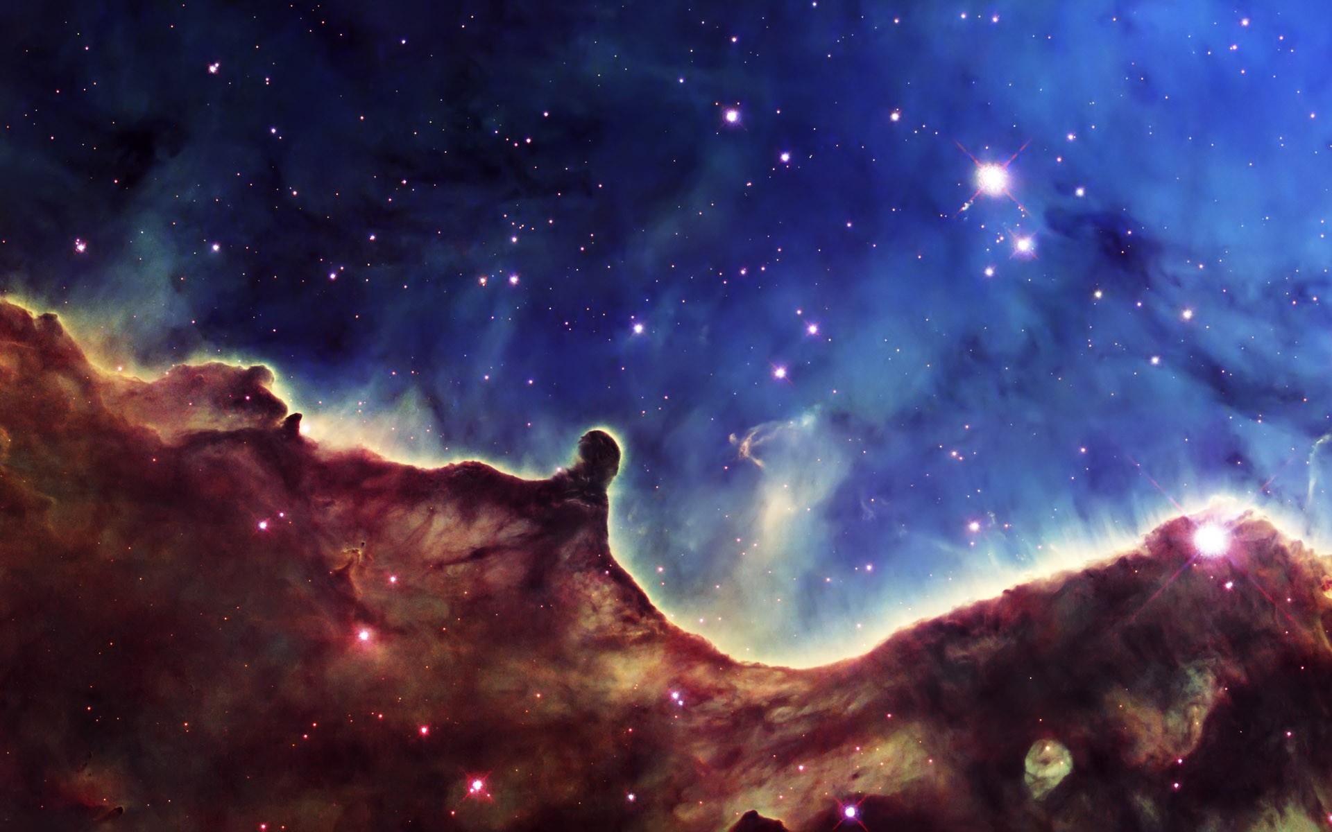Cosmic nebula with stars and celestial formations HD Wallpaper