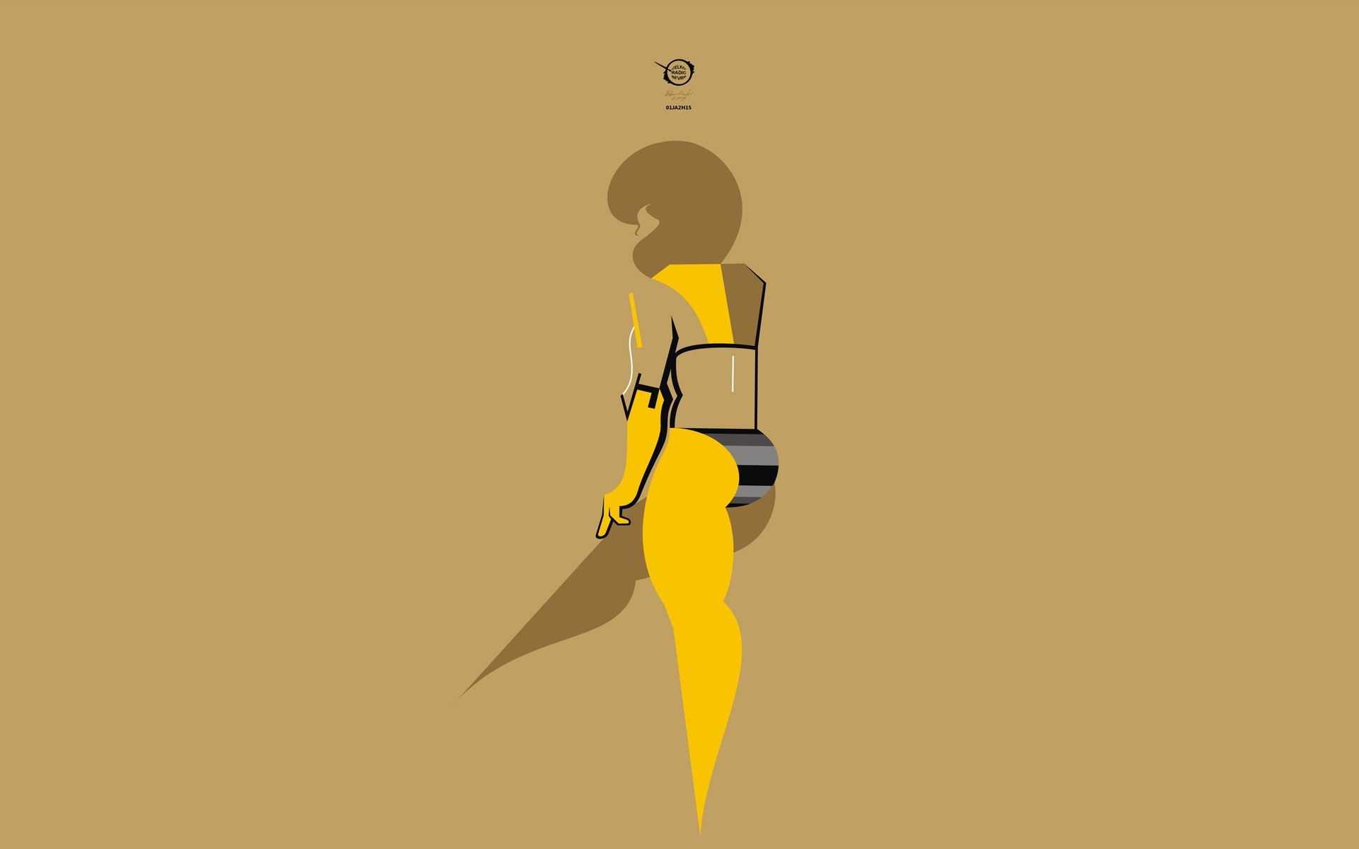 Illustration of a woman in a yellow bikini HD Wallpaper