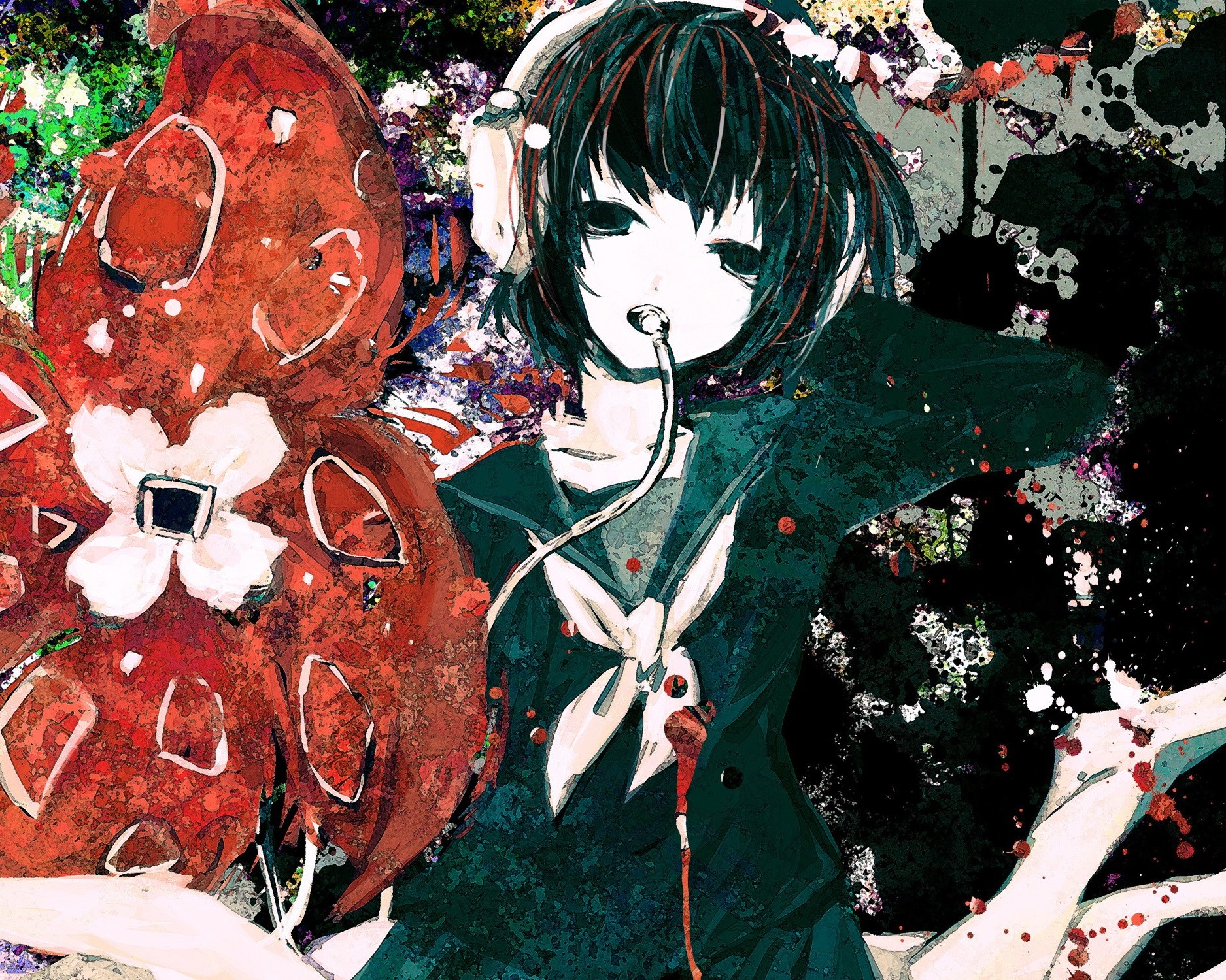 Nene Nene from Utau with a large red flower HD Wallpaper