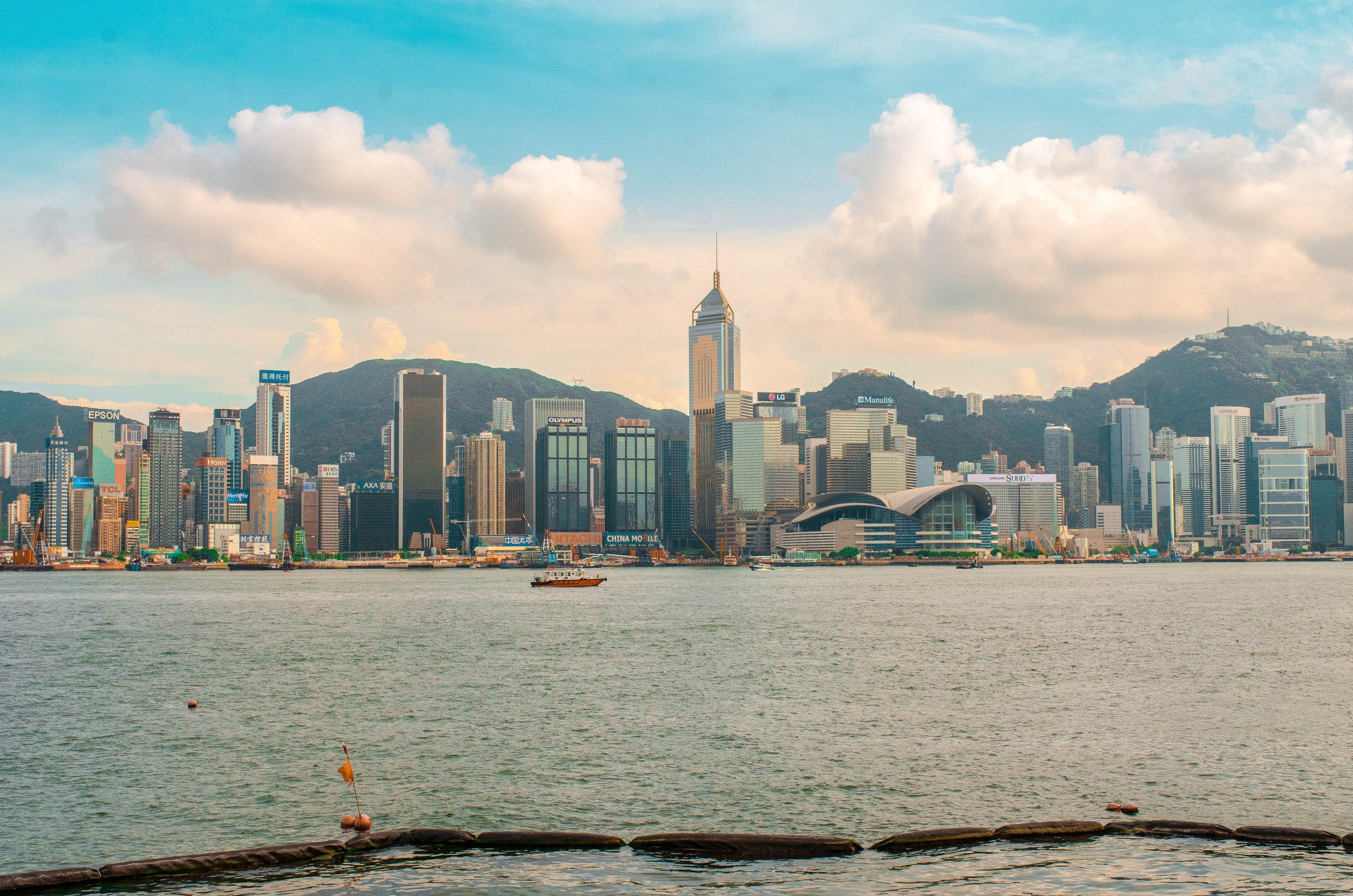 Hong Kong skyline across Victoria Harbour HD Wallpaper