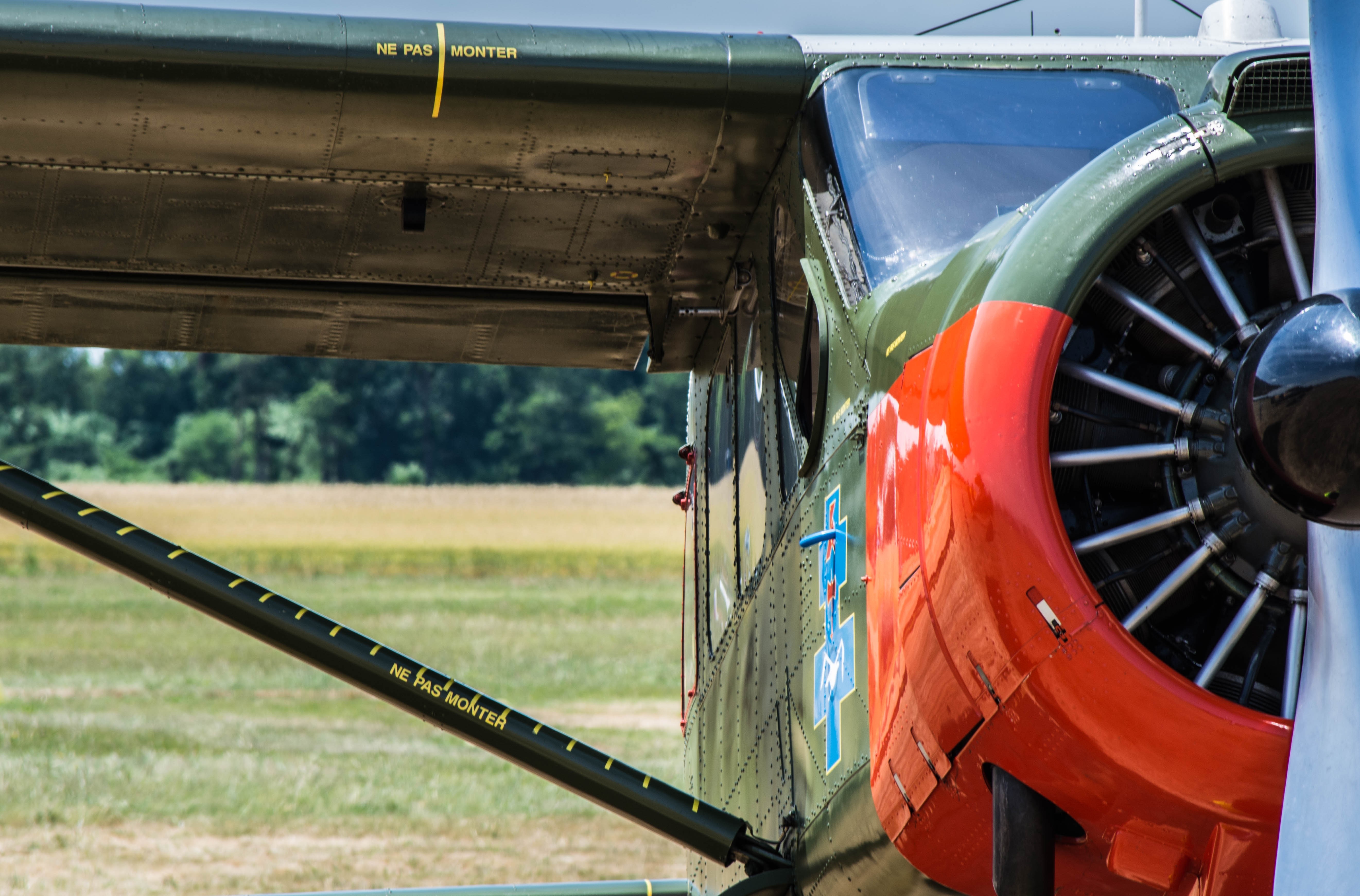 Close-up of an airplane wing and engine HD Wallpaper