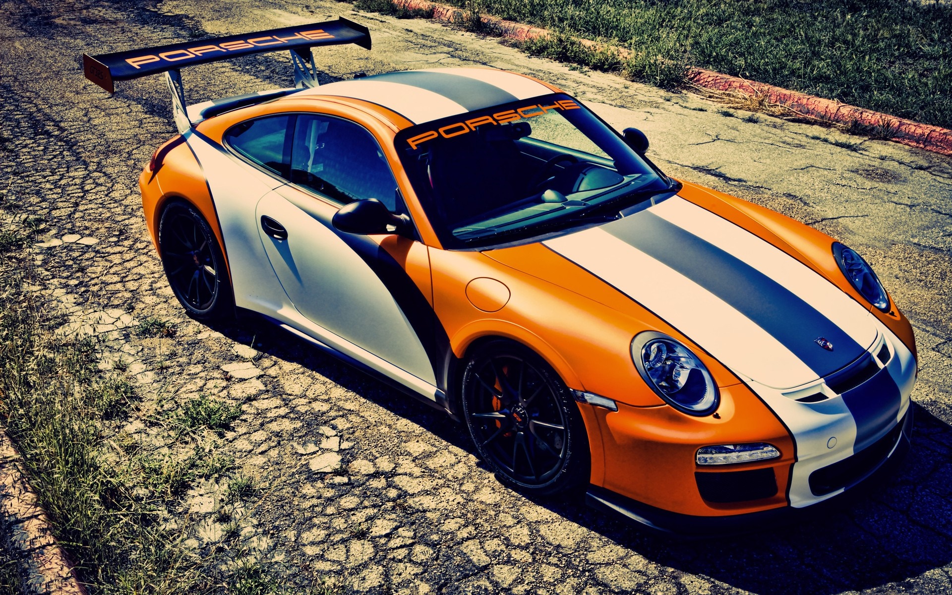 Porsche 911 GT3 RS with racing stripes HD Wallpaper