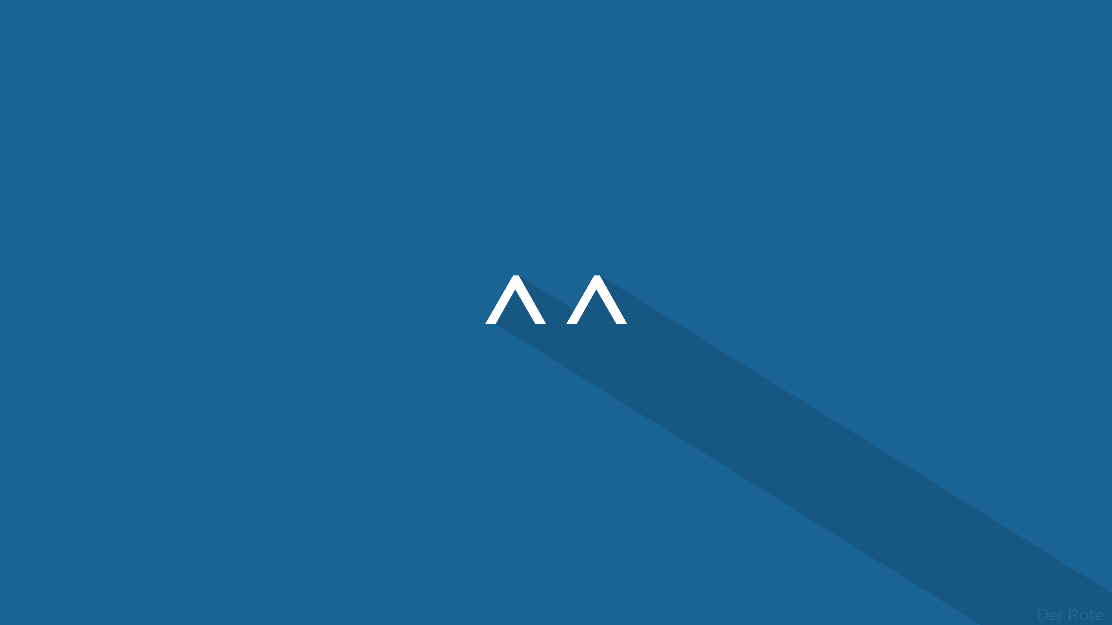 White '^^' symbol with long shadow on blue background HD Wallpaper