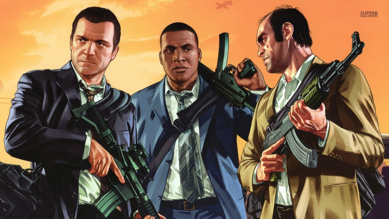 Michael, Franklin, and Trevor from Grand Theft Auto V HD Wallpaper