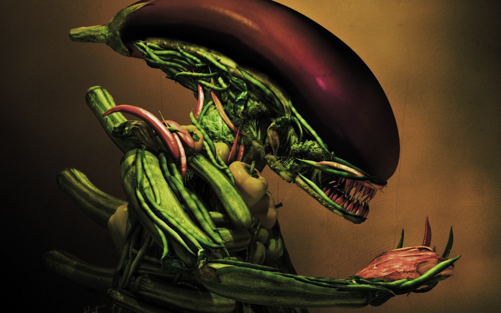 Vegetable creature inspired by Alien movie HD Wallpaper