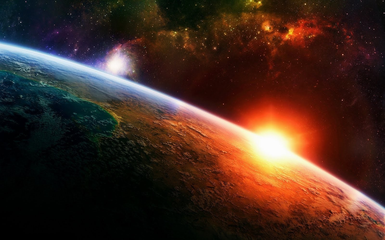 Sunrise over planet Earth from outer space HD Wallpaper