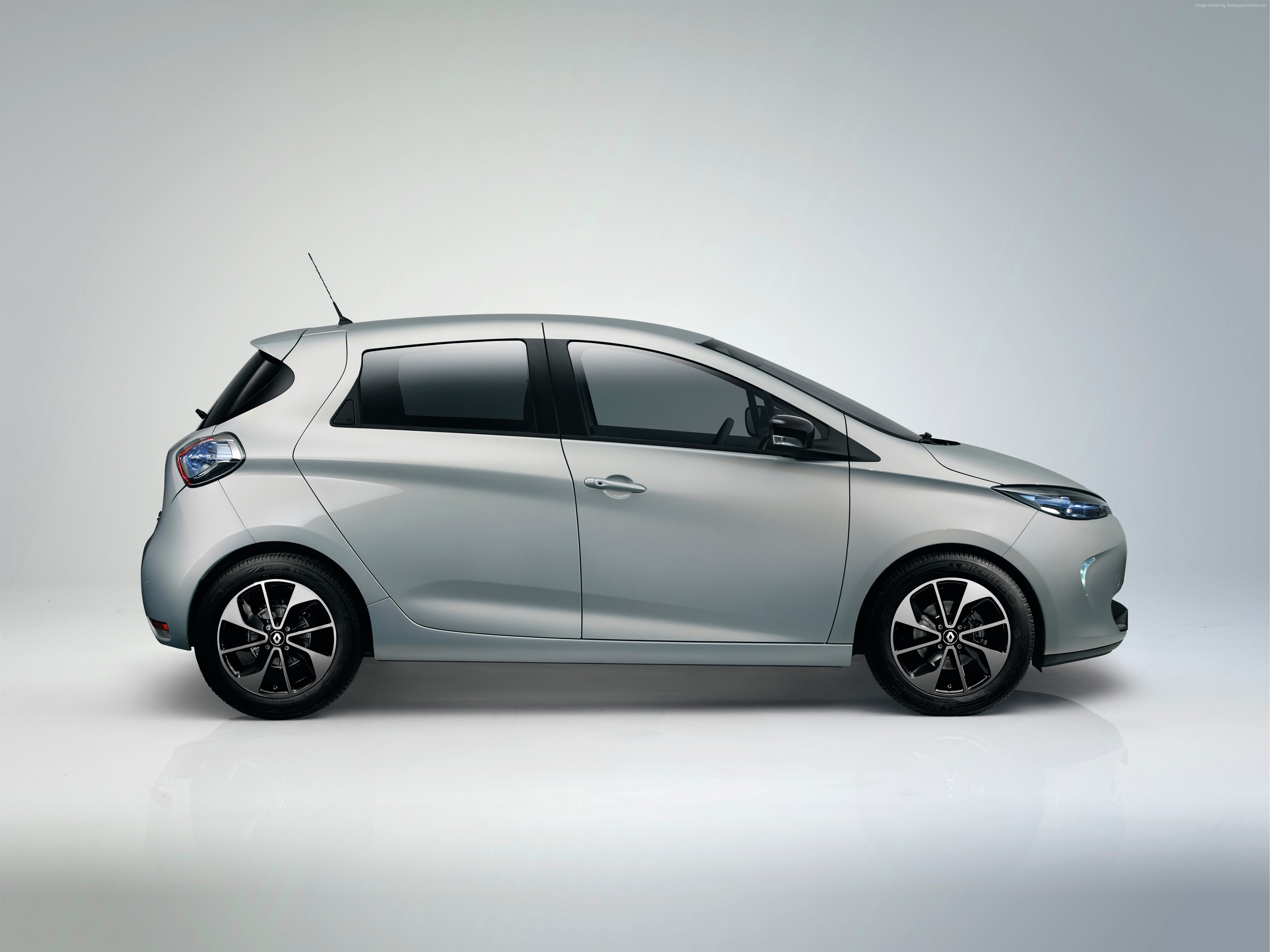 Silver Renault Zoe Z.E. electric car HD Wallpaper