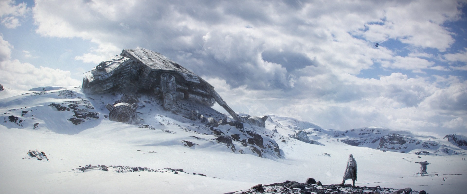 Star Wars Battlefront crashed ship in snowy landscape HD Wallpaper