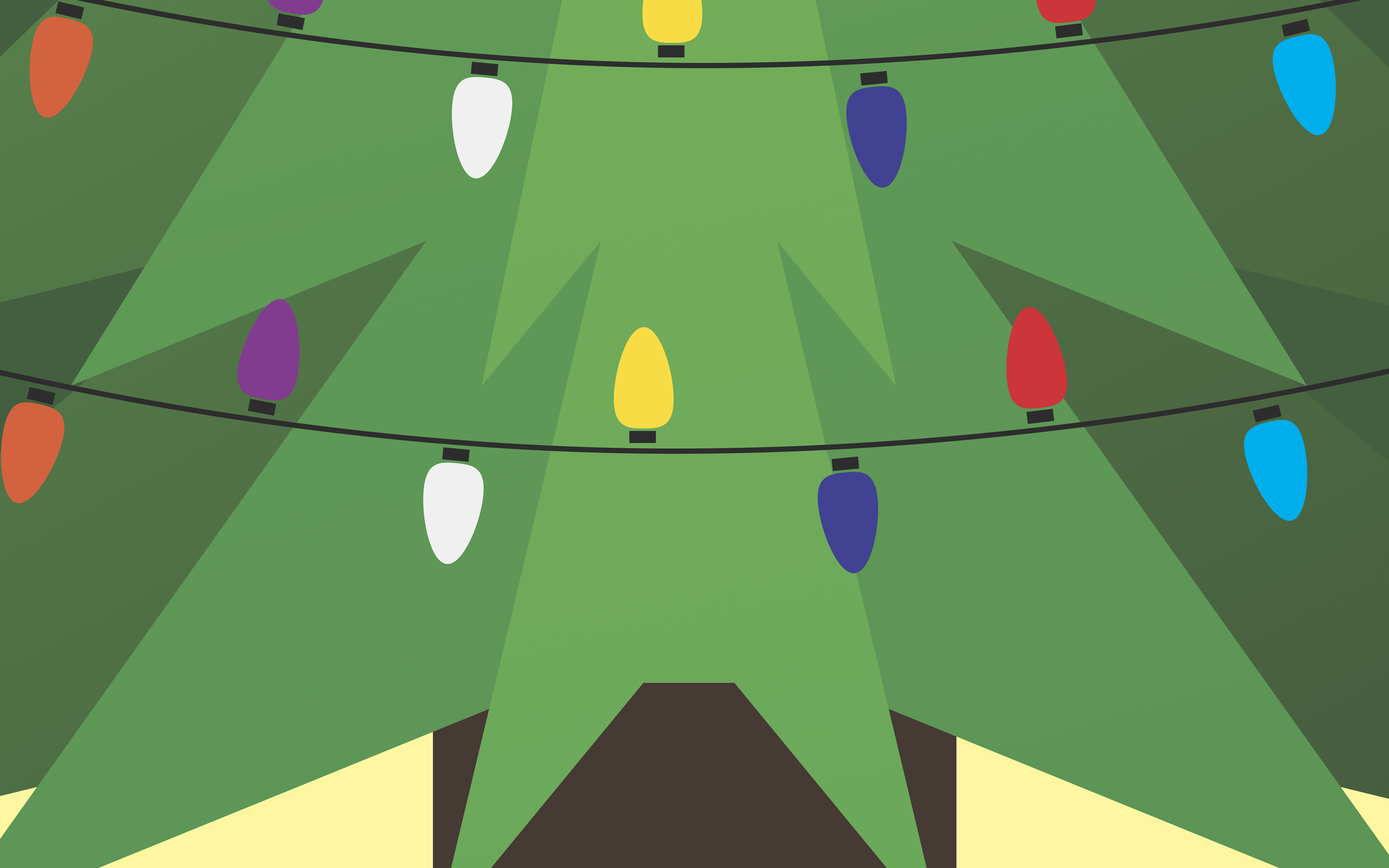 Christmas tree with colorful lights and green branches HD Wallpaper