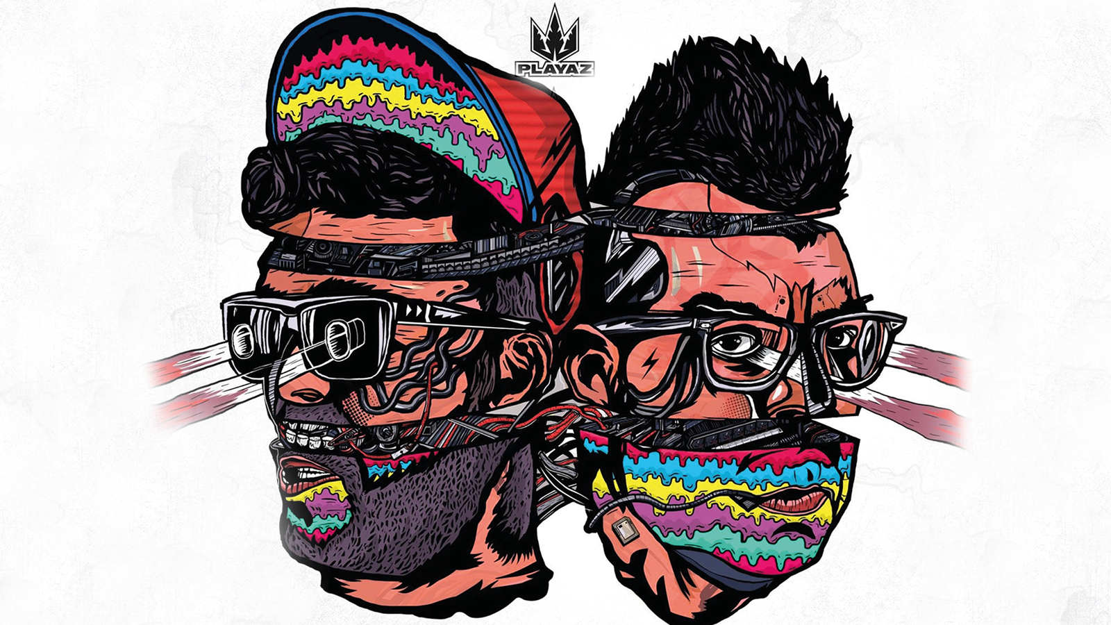Playaz logo illustration of two stylized heads HD Wallpaper
