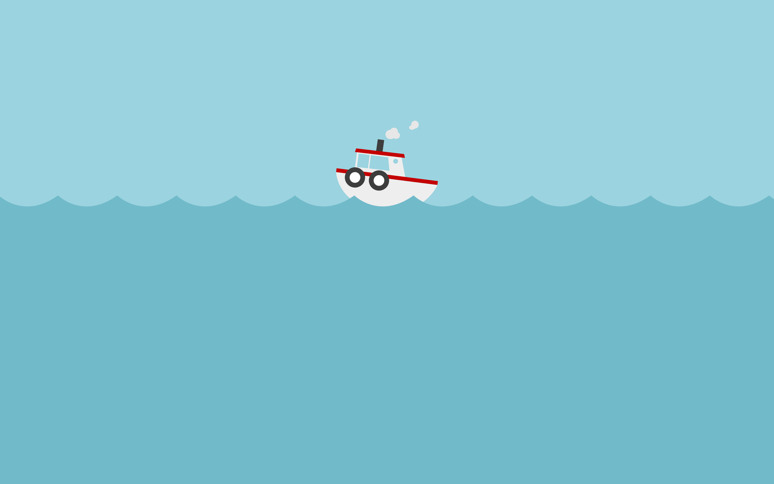 Minimalist illustration of a small boat on blue water HD Wallpaper