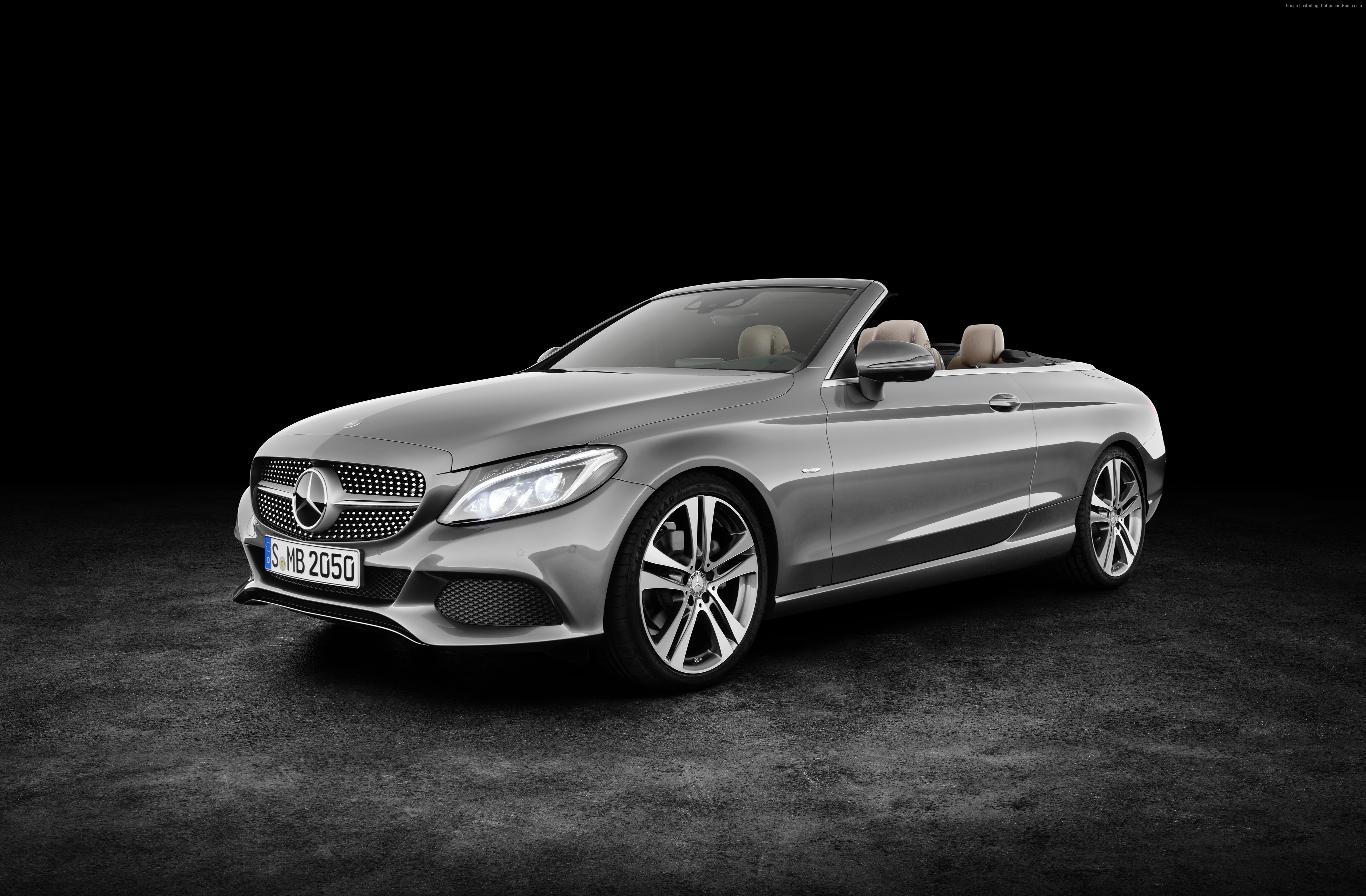 Silver Mercedes-Benz C 220d Convertible HD Wallpaper