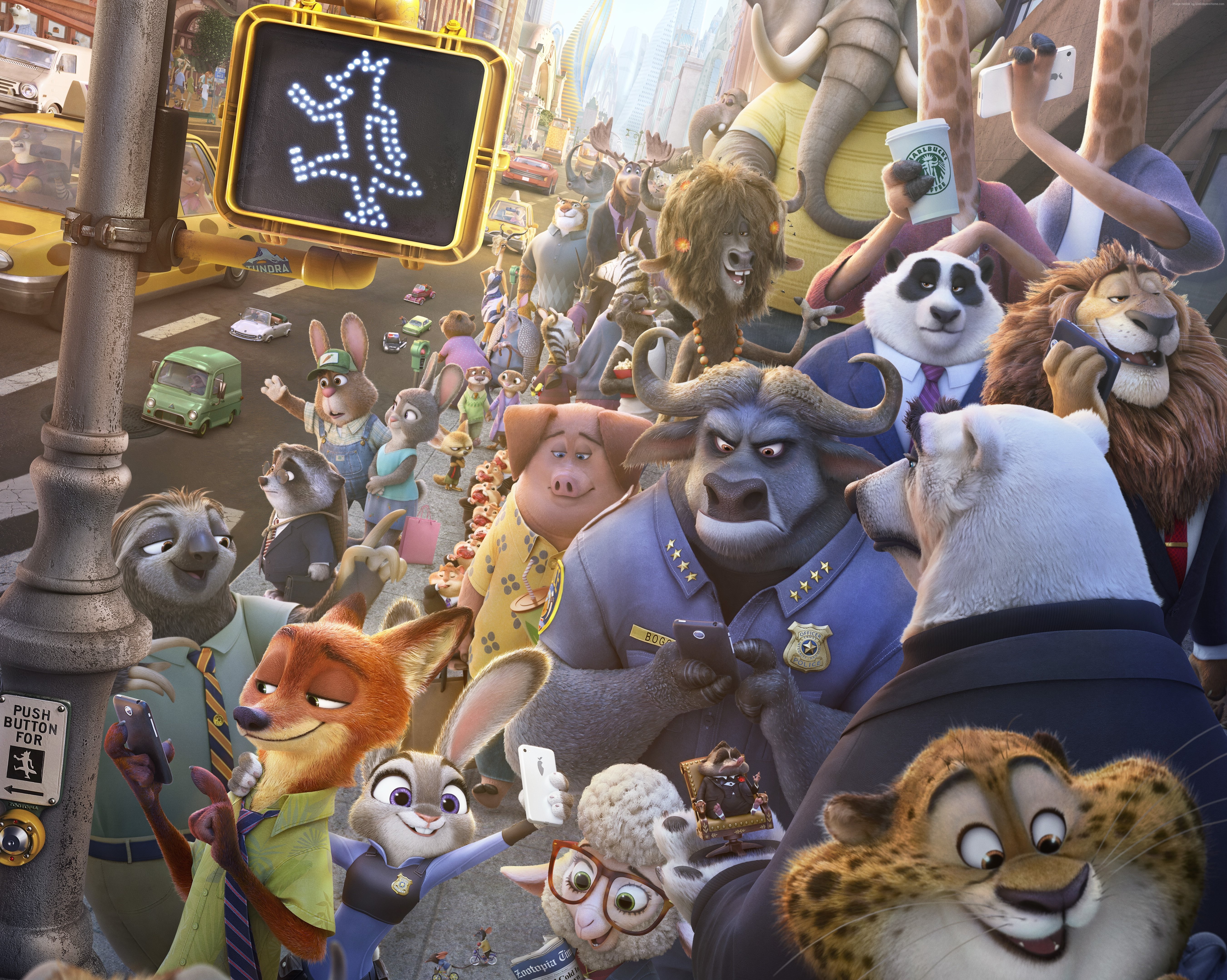 Zootopia characters in a city street HD Wallpaper