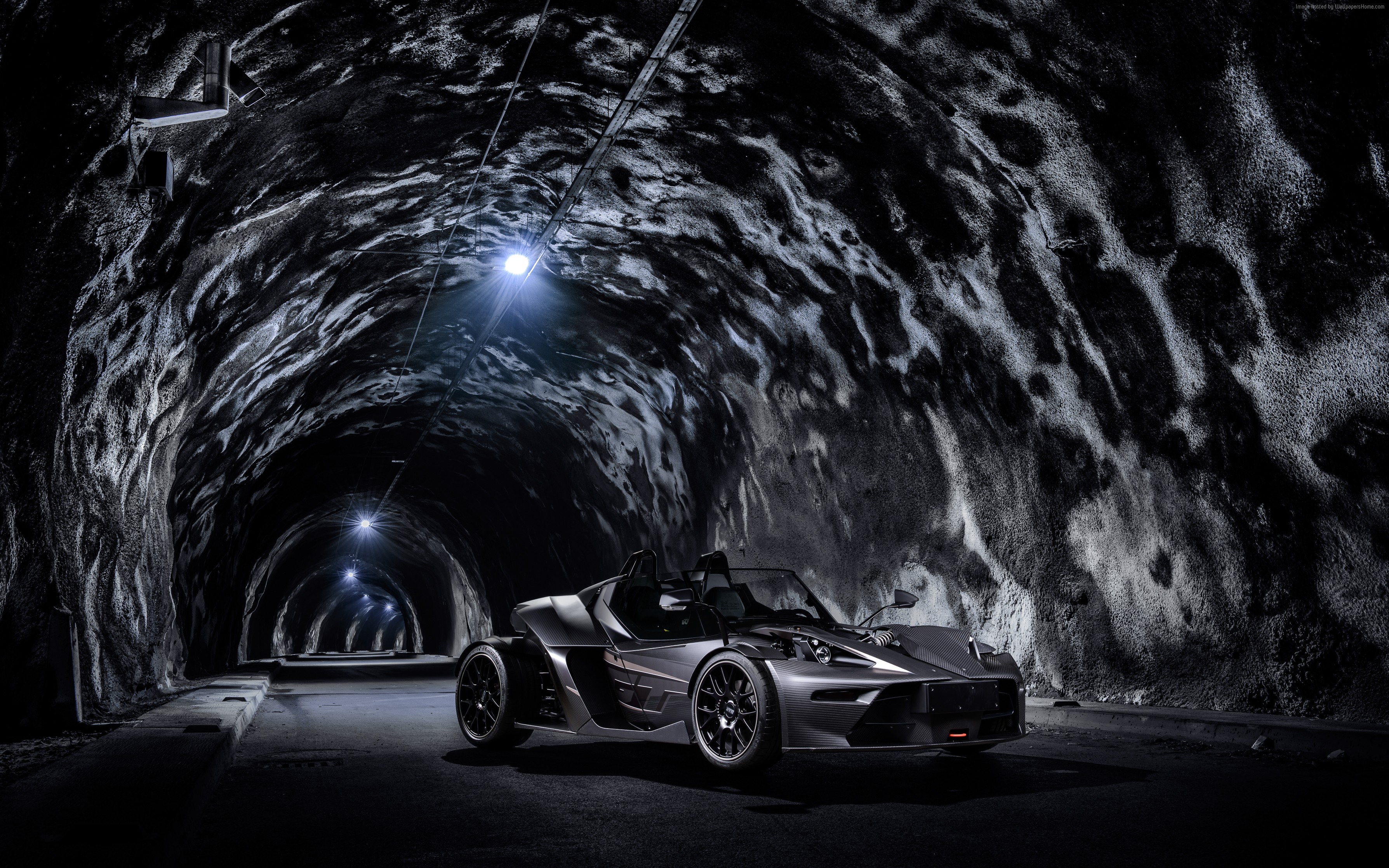 KTM X-Bow GT "Black Edition" in a dark tunnel HD Wallpaper