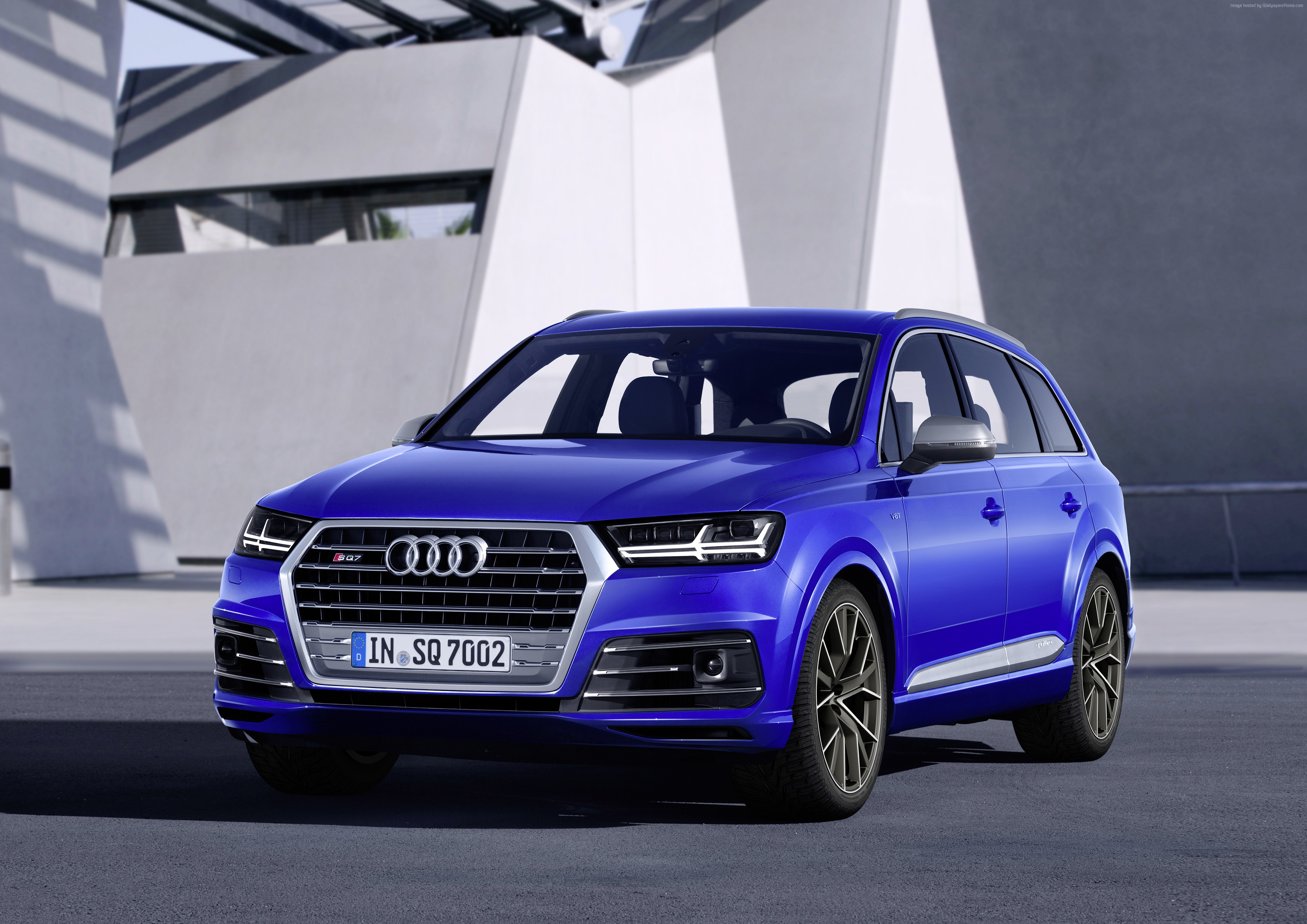 Blue Audi SQ7 TDI at Geneva Auto Show 2016 HD Wallpaper