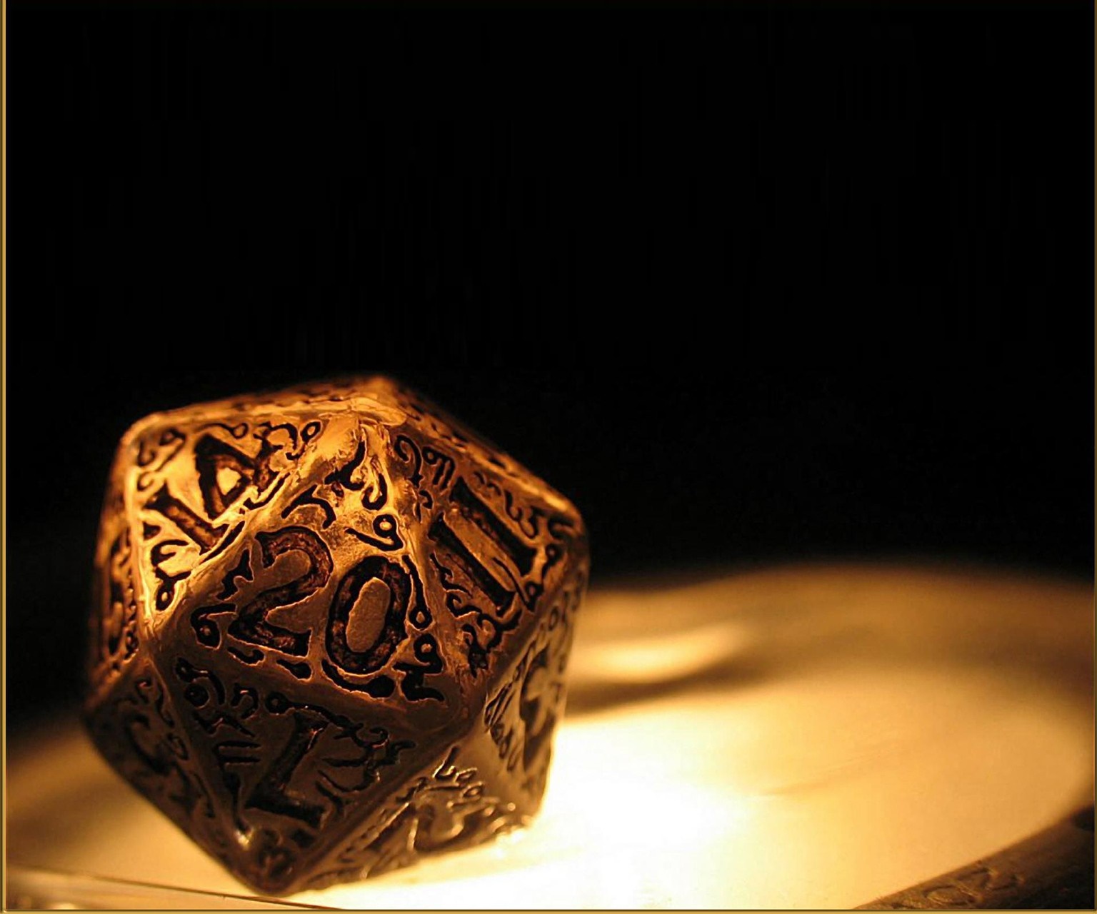 Close-up of a Dungeons and Dragons 20-sided die HD Wallpaper