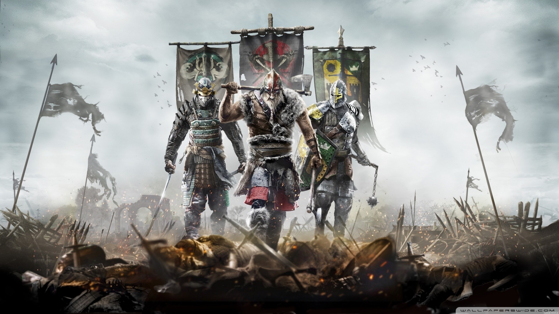 For Honor screenshot with samurai, viking, and knight HD Wallpaper