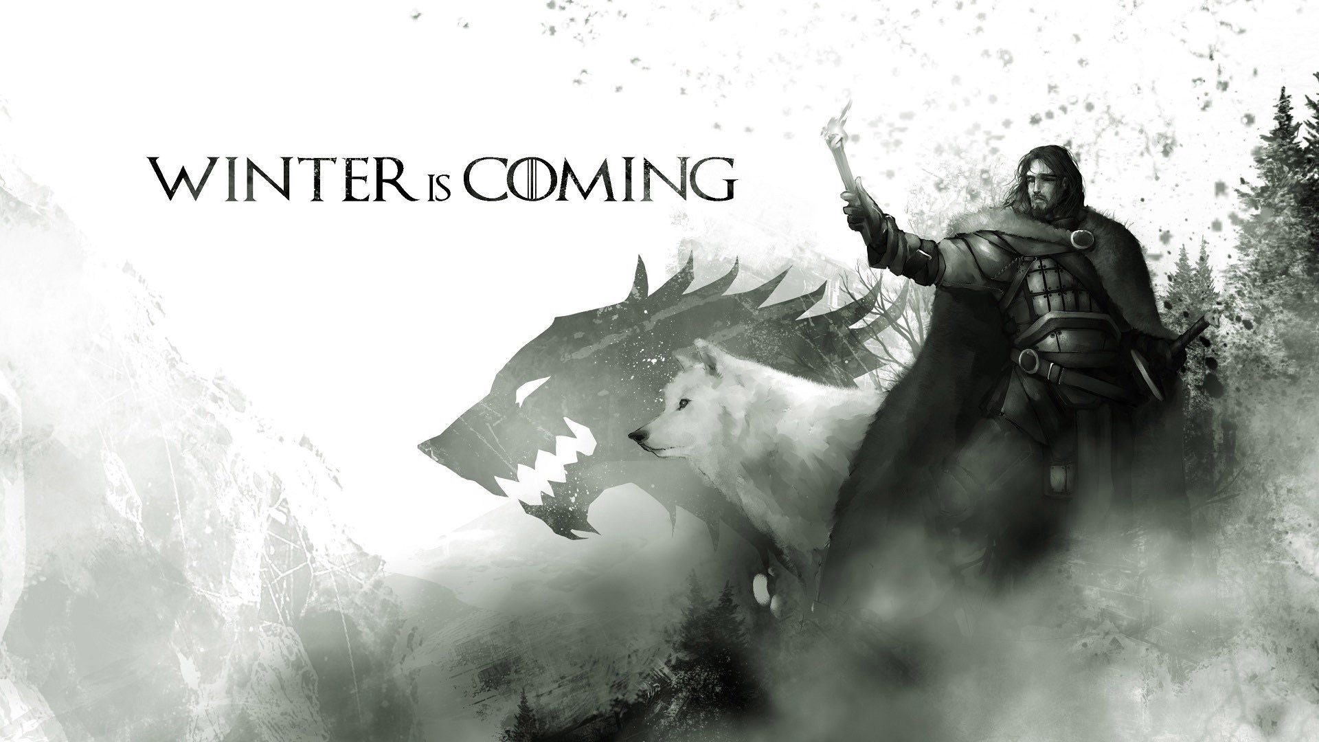 Jon Snow and Ghost from Game of Thrones HD Wallpaper