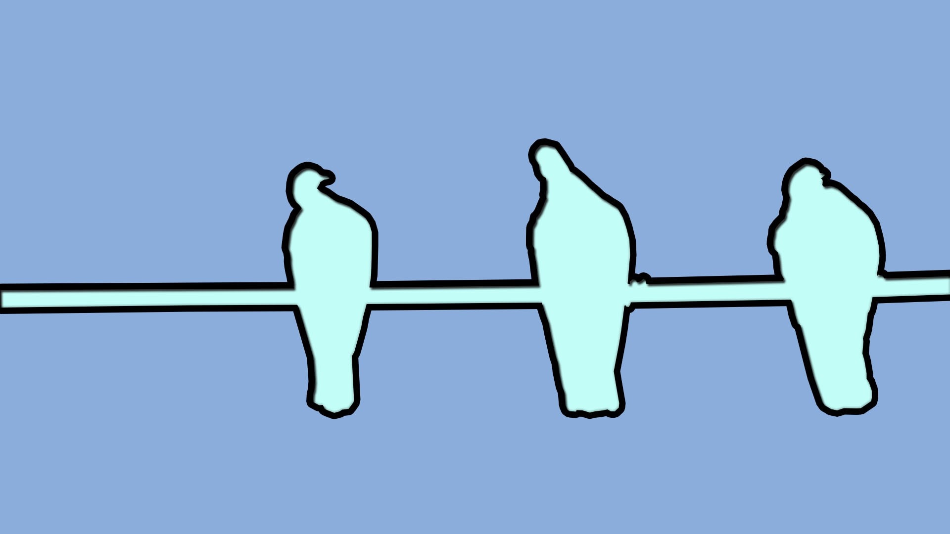 Three birds on a wire illustration HD Wallpaper