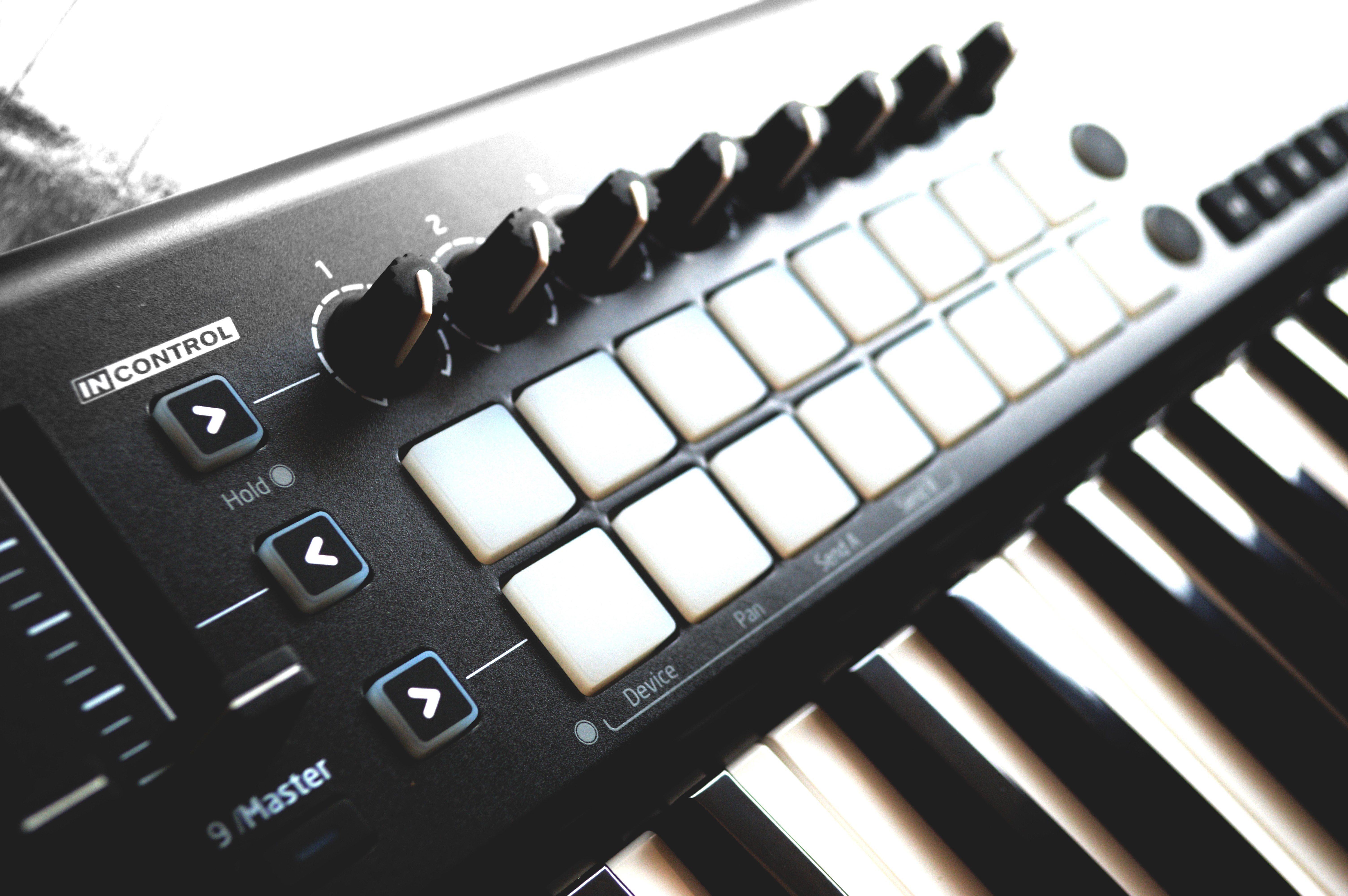 Close-up of a digital MIDI controller keyboard HD Wallpaper