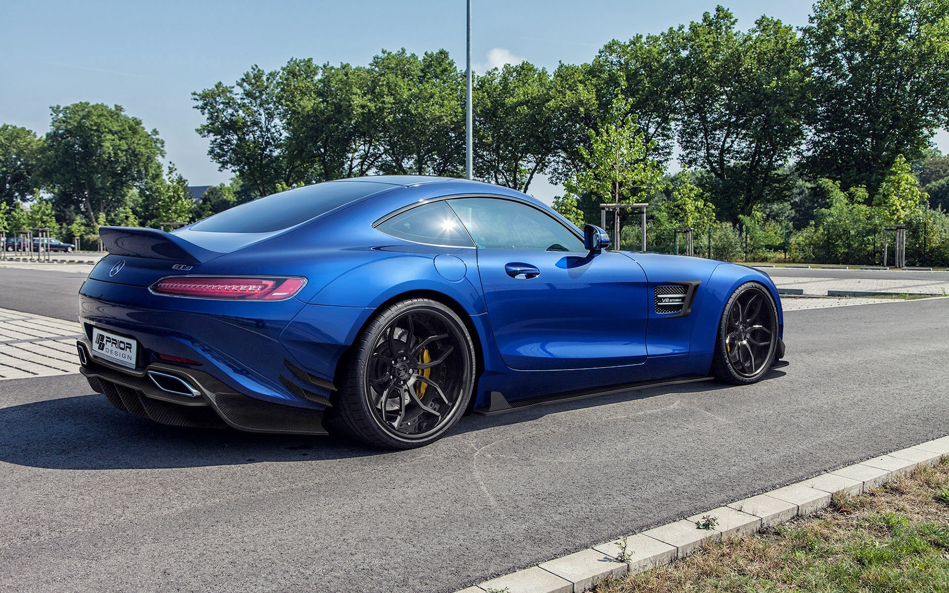 Blue Mercedes-Benz AMG GT with Prior Design body kit HD Wallpaper