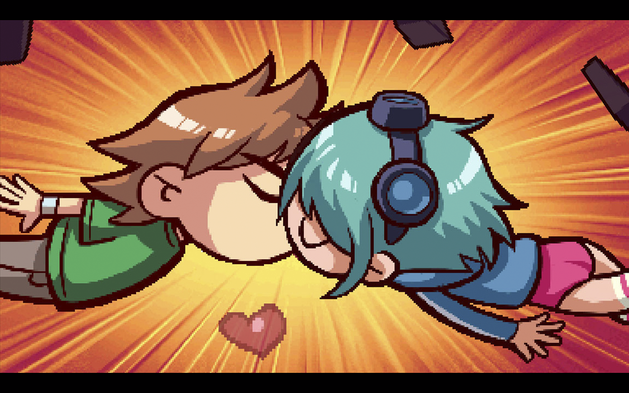 Scott Pilgrim and Ramona Flowers kissing HD Wallpaper