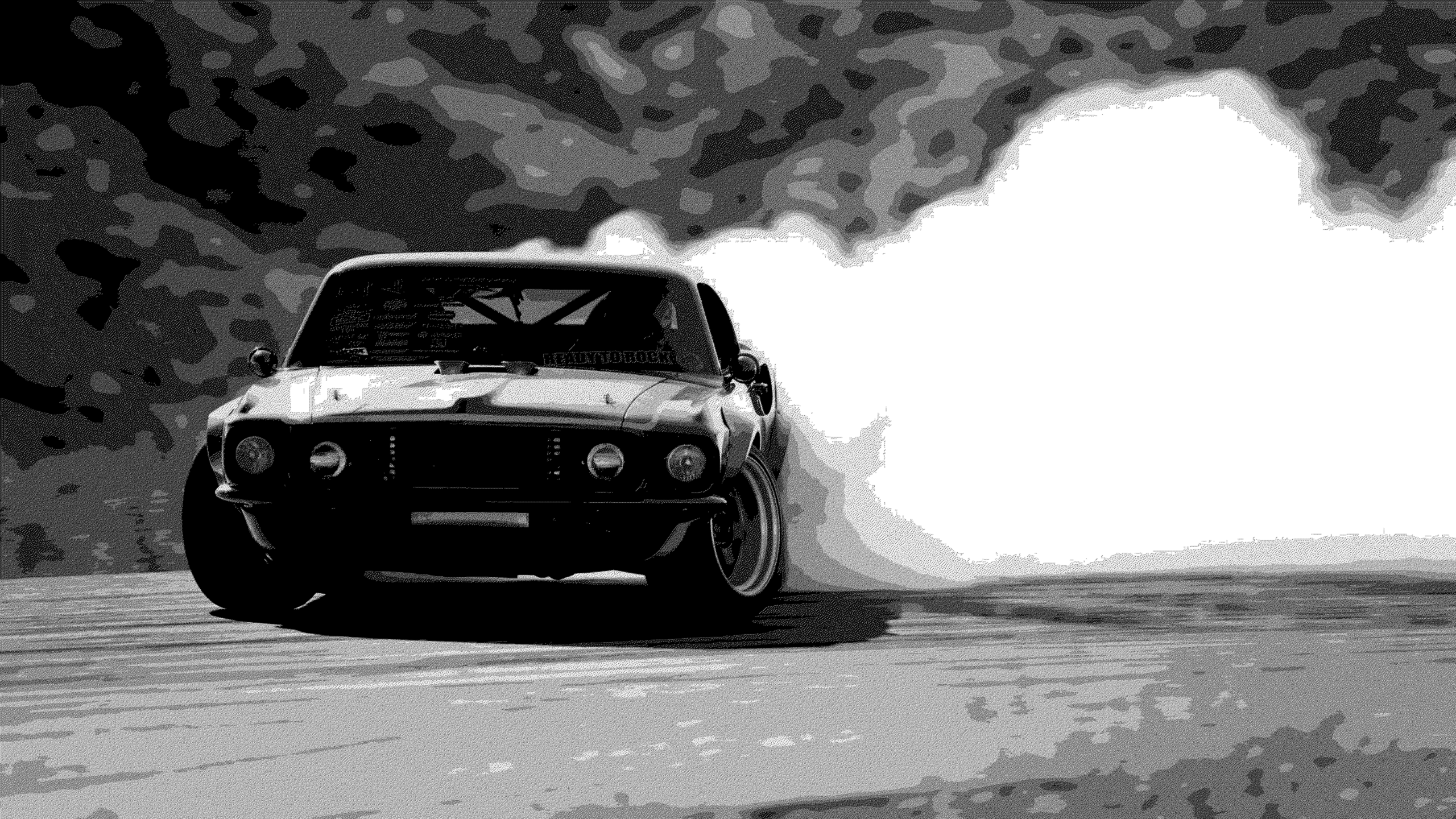 Black muscle car drifting and creating smoke HD Wallpaper