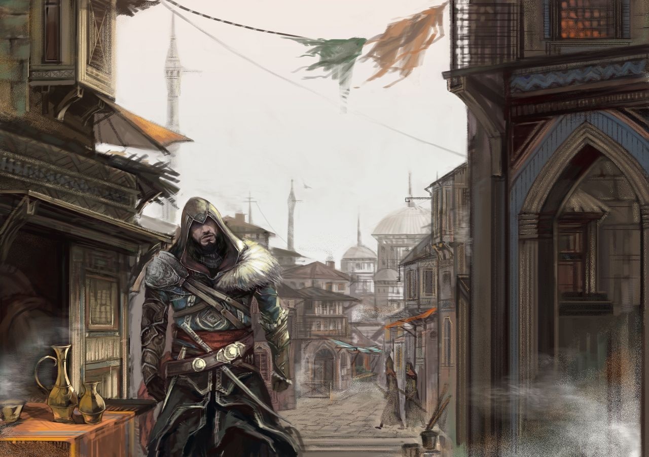 Assassin from Assassin's Creed in a Middle Eastern city HD Wallpaper