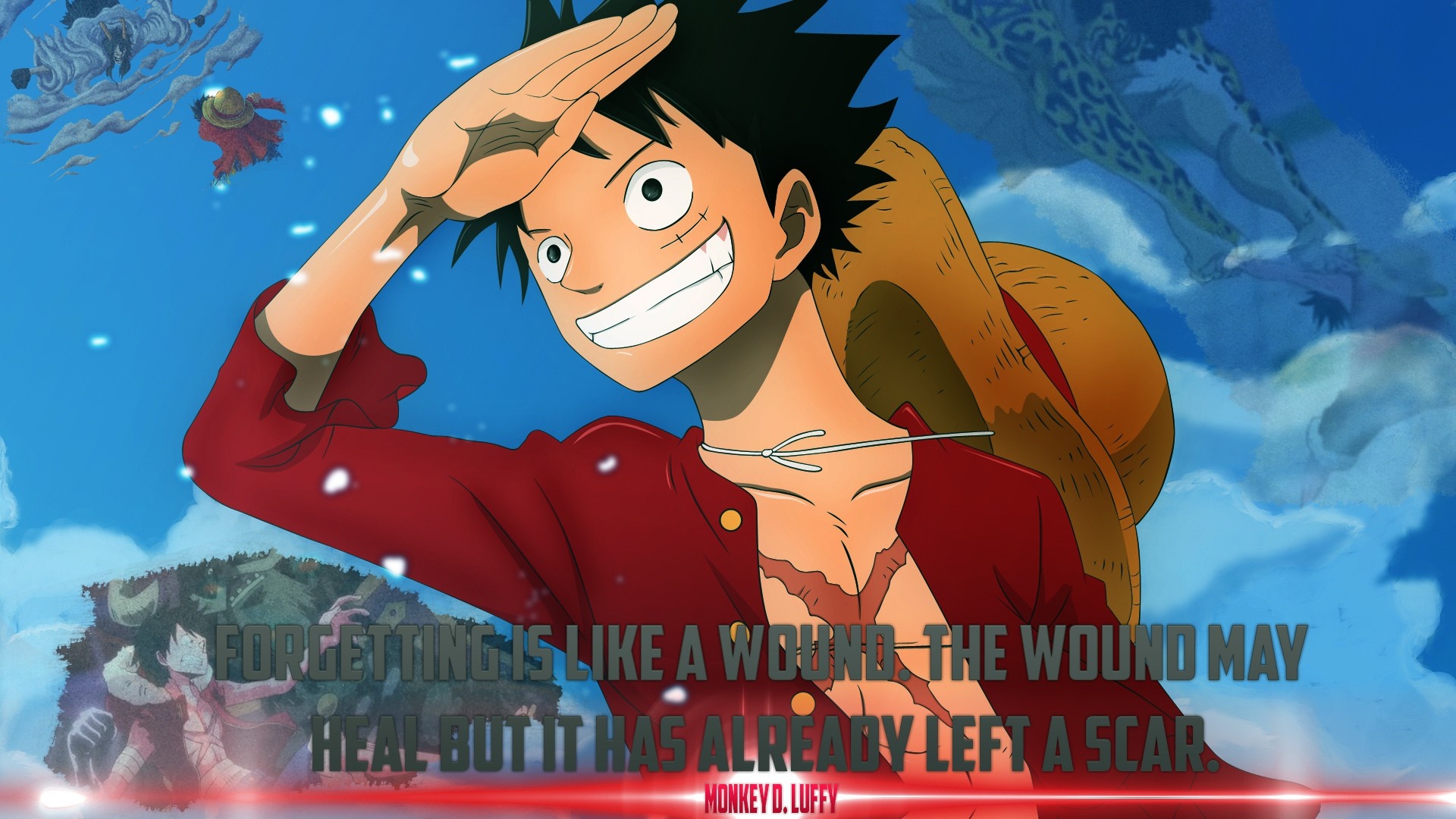 Monkey D. Luffy from One Piece with a quote HD Wallpaper