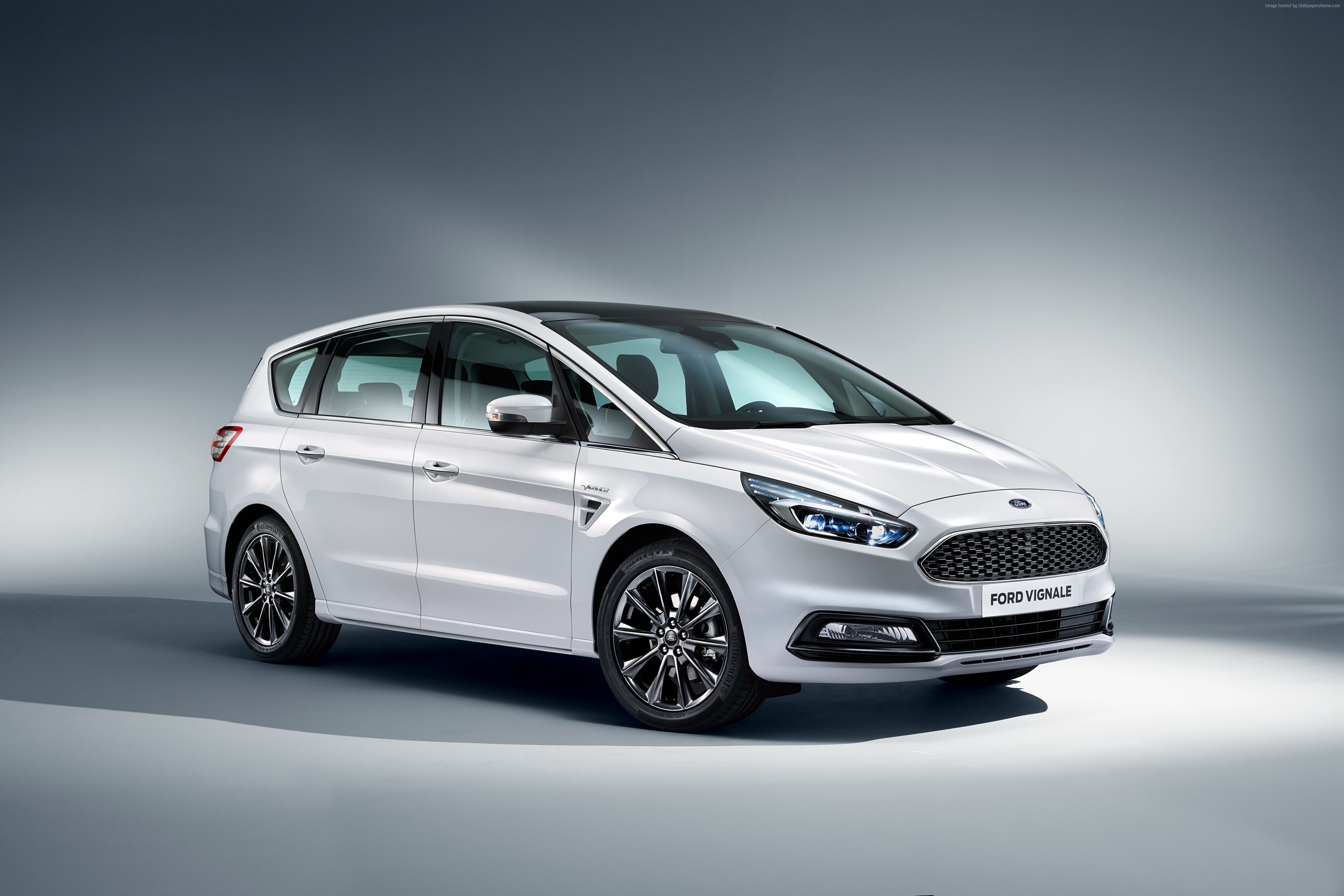 White Ford Vignale S-MAX Hatchback HD Wallpaper