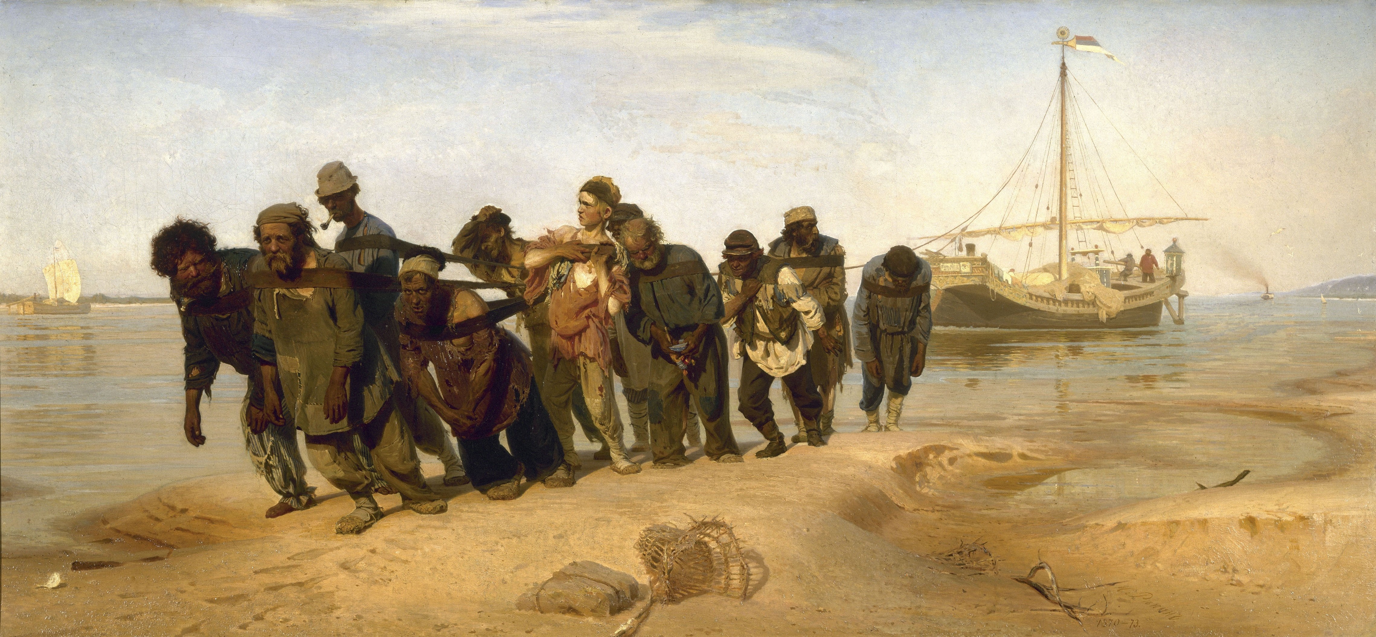 Barge Haulers on the Volga by Ilya Repin HD Wallpaper