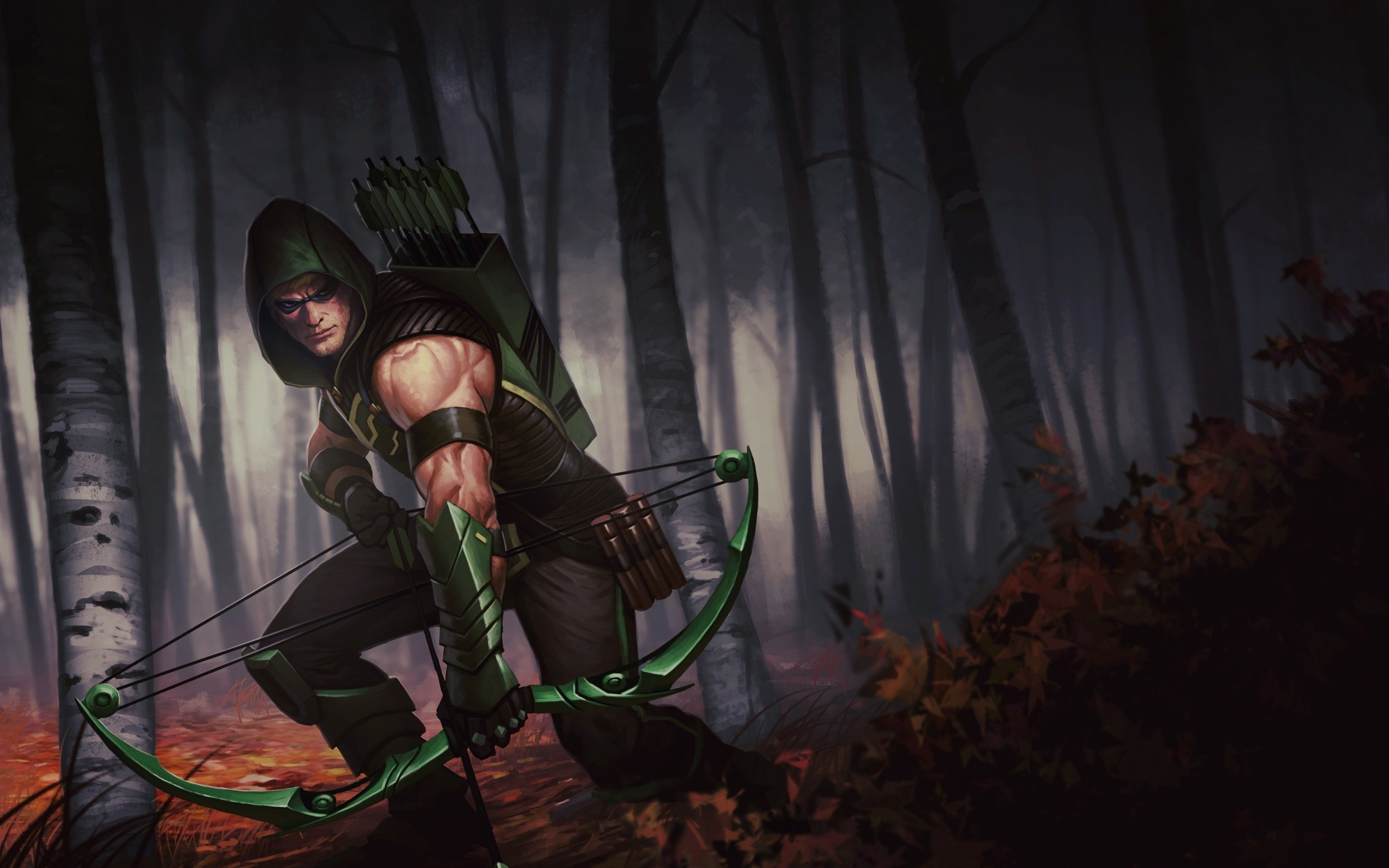 Green Arrow from DC Comics in a forest HD Wallpaper