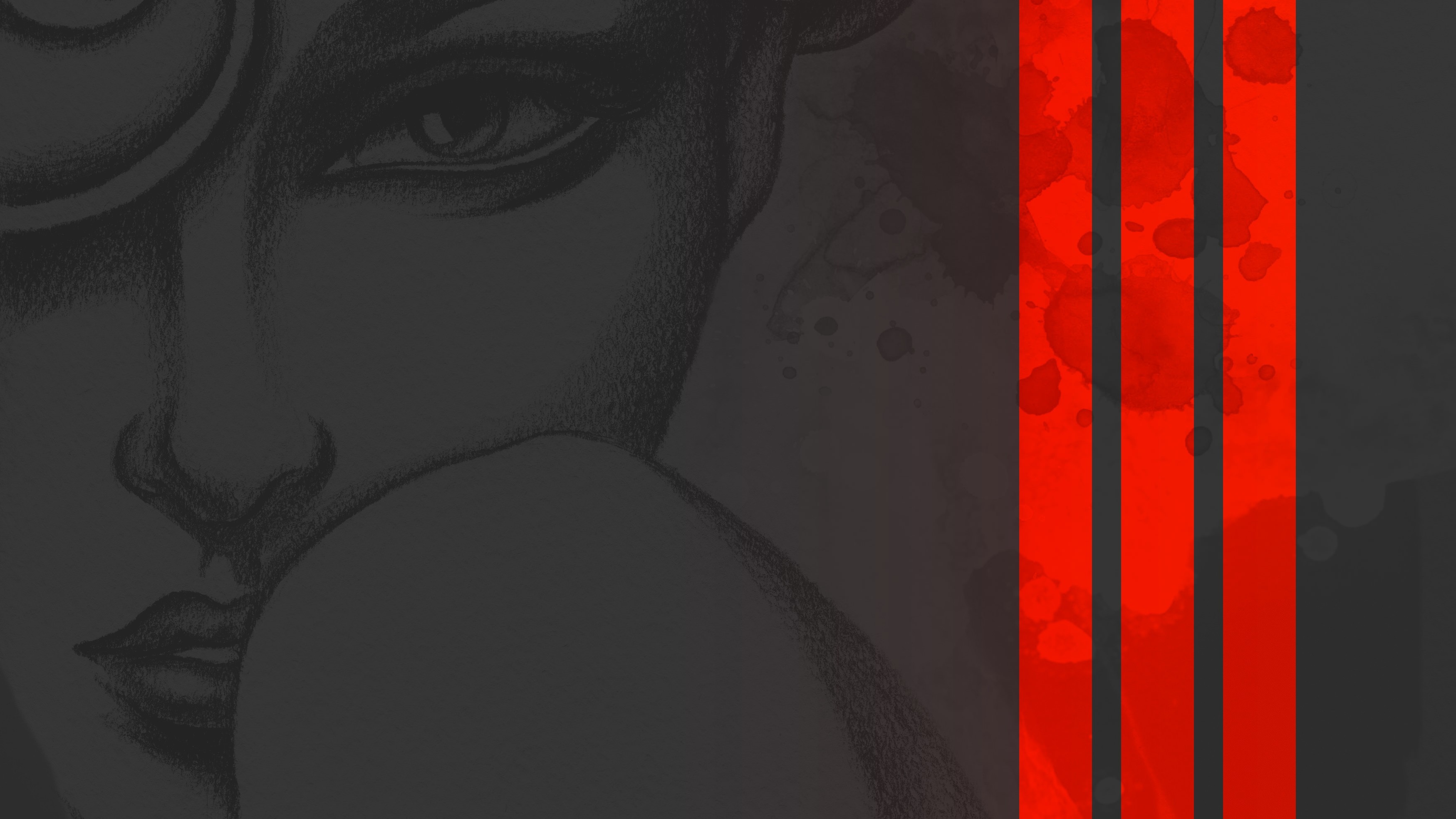 Drawing of a woman's face with red stripes HD Wallpaper