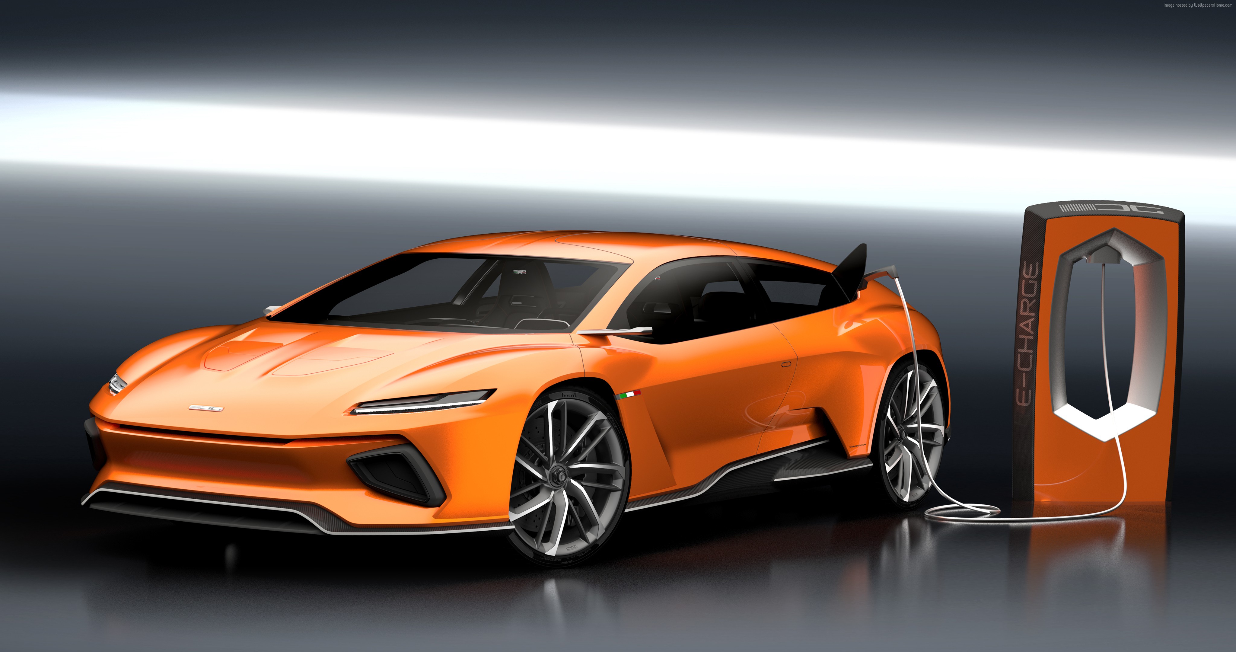 Orange electric shooting brake GT Zero charging HD Wallpaper