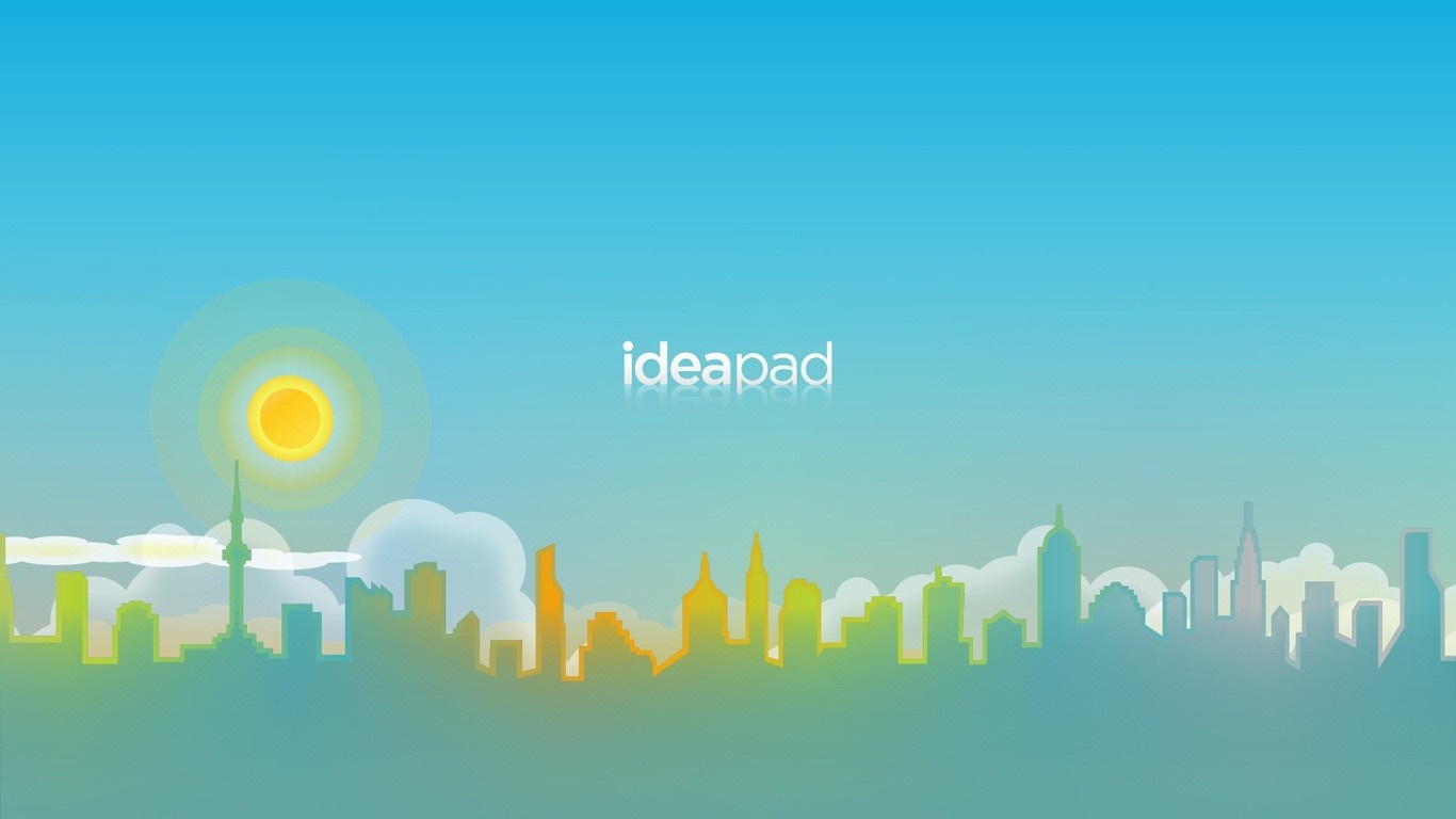 Lenovo Ideapad skyline illustration with sun HD Wallpaper