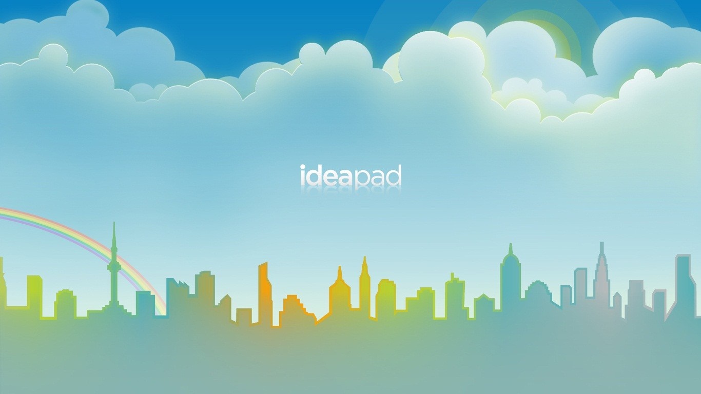 Lenovo Ideapad skyline with rainbow and clouds HD Wallpaper