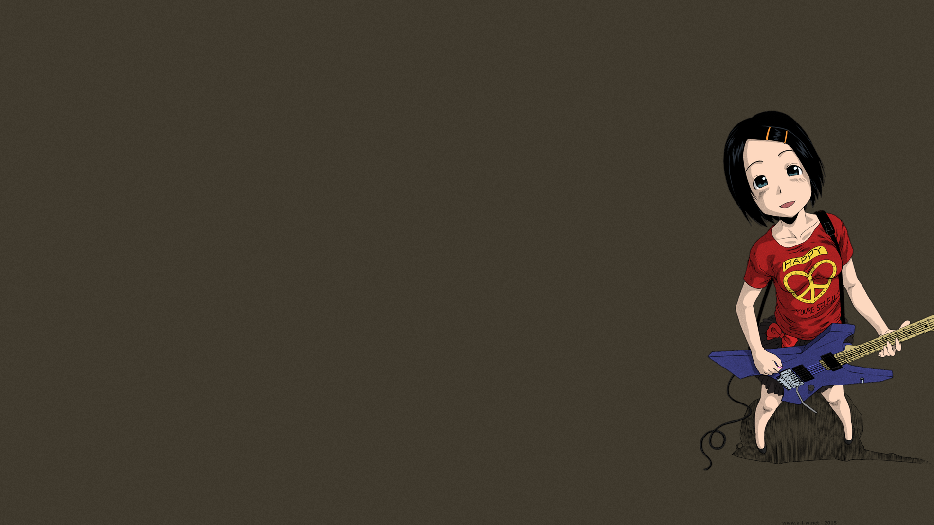 Anime girl with electric guitar HD Wallpaper